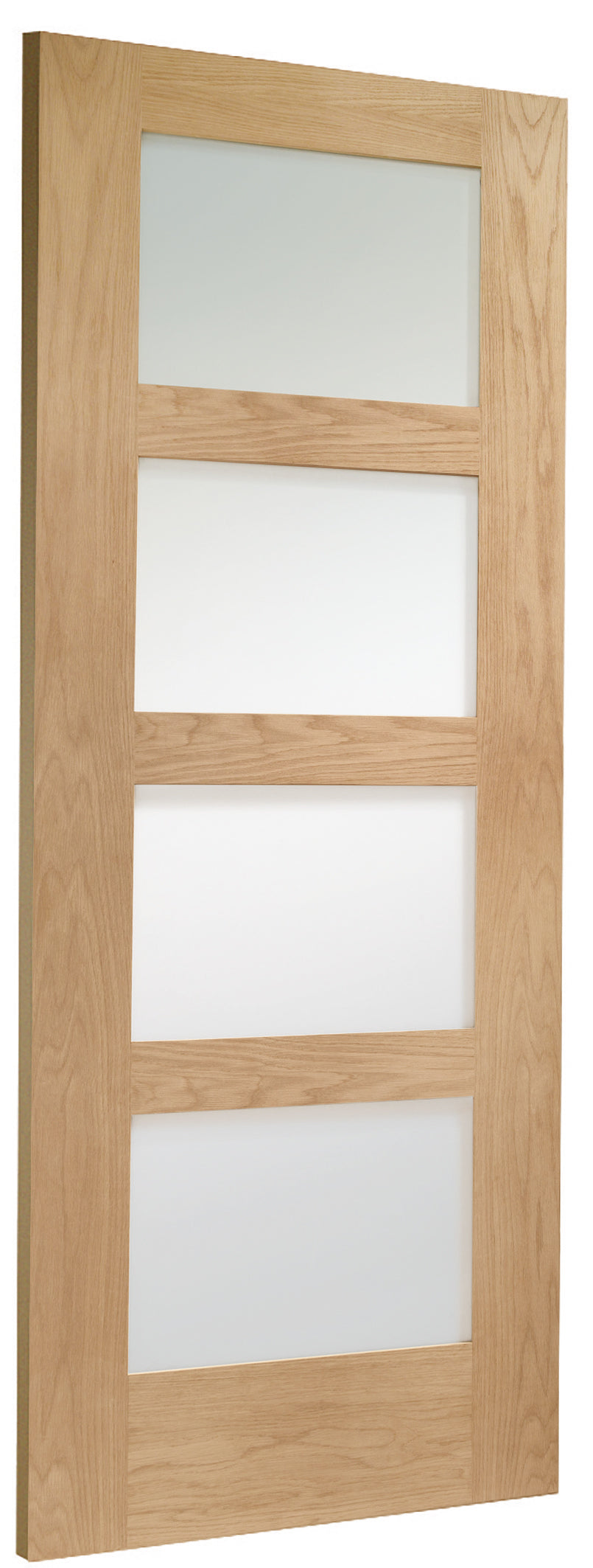 4 Panel Door Internal Oak Pre-Finished Shaker with Obscure Glass