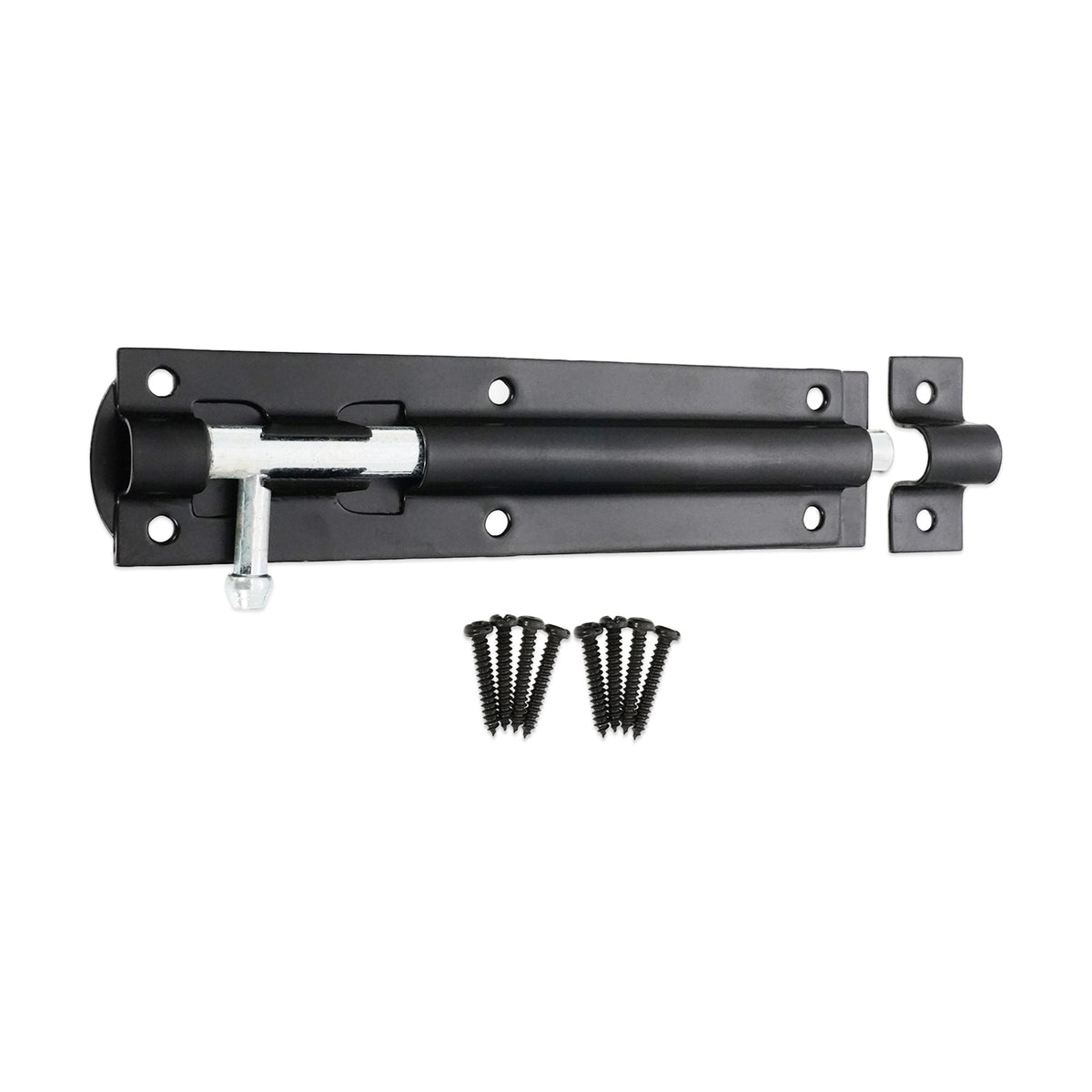 Iron Barrel Bolt - Straight 6" Black