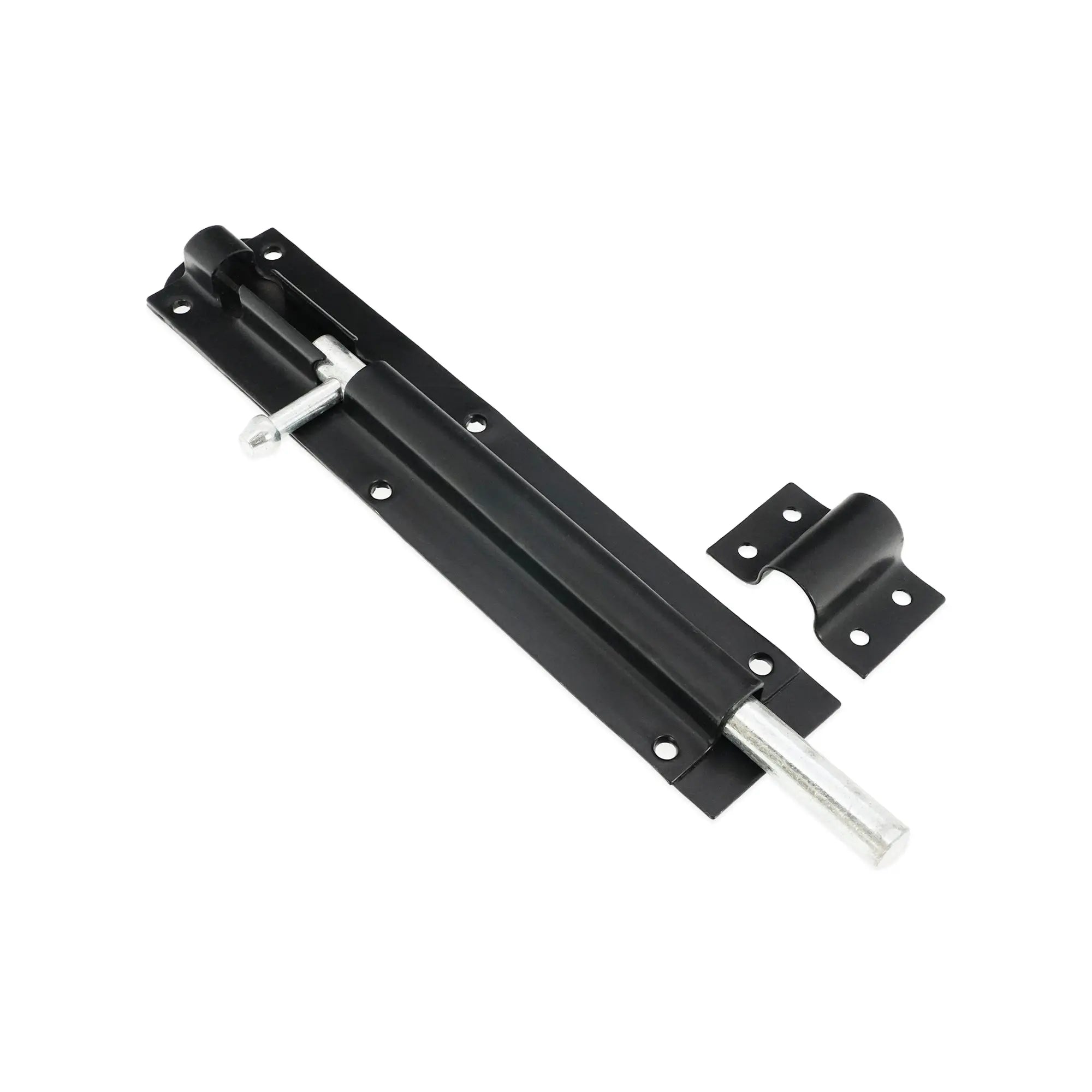 Iron Barrel Bolt - Straight 8" Black Spira