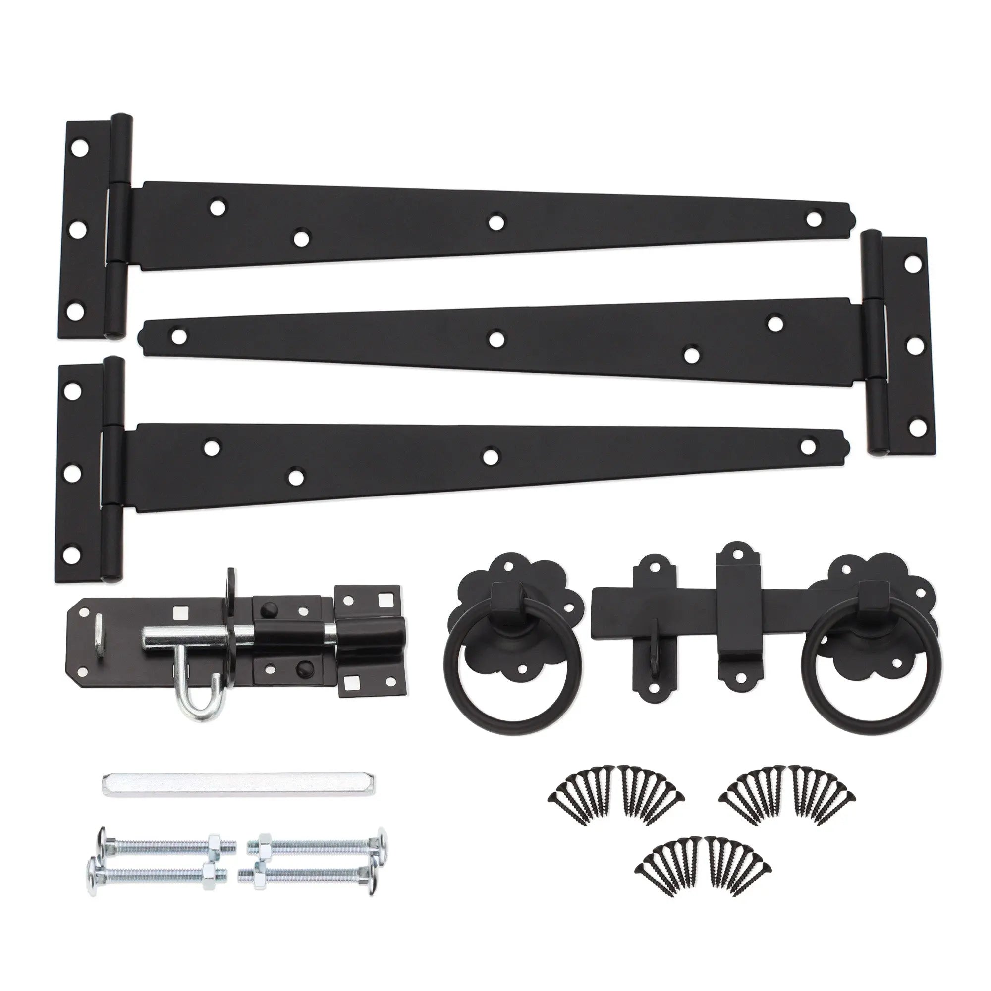 10" 250mm Plain Ring Gate Ironmongery Kit Black Spira