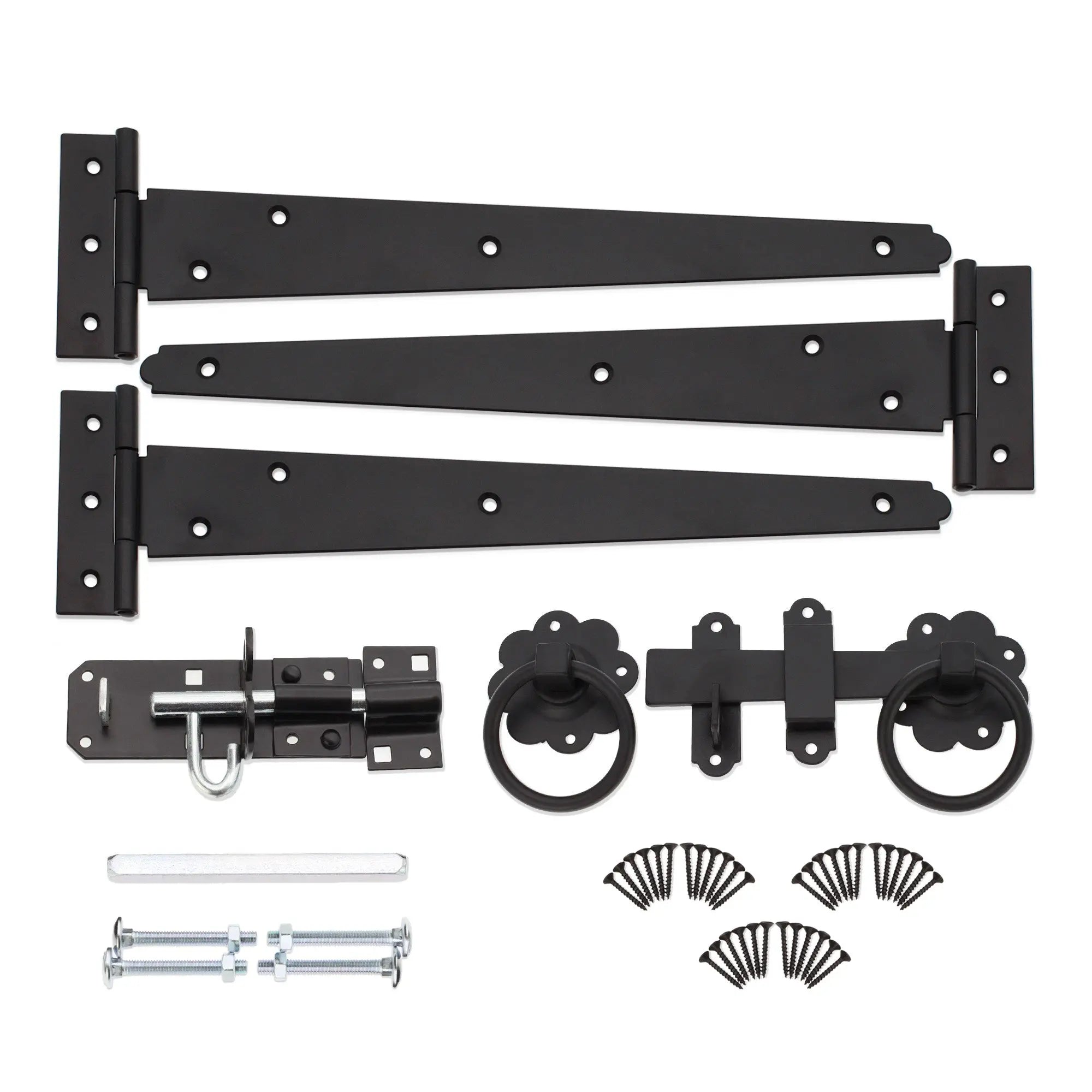 12" 300mm Plain Ring Gate Ironmongery Kit Black Spira