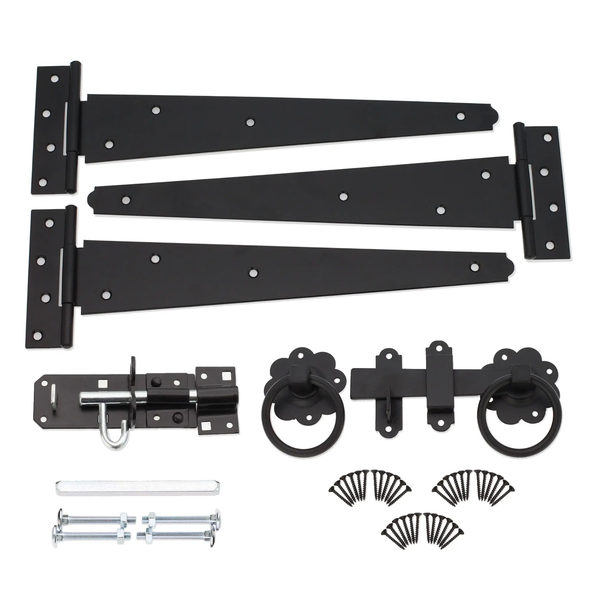 14" 350mm Plain Ring Gate Ironmongery Kit Black Spira