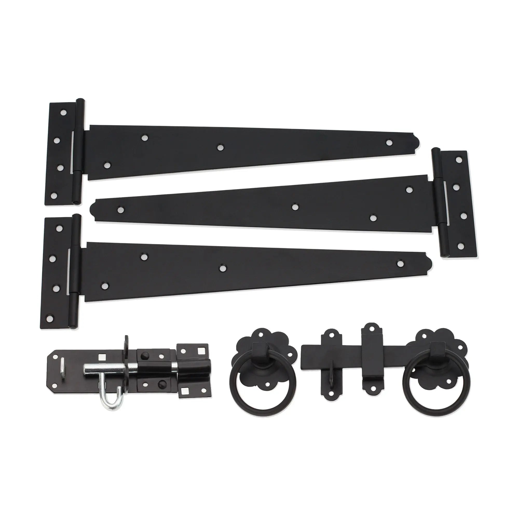 14" 350mm Plain Ring Gate Ironmongery Kit Black Spira