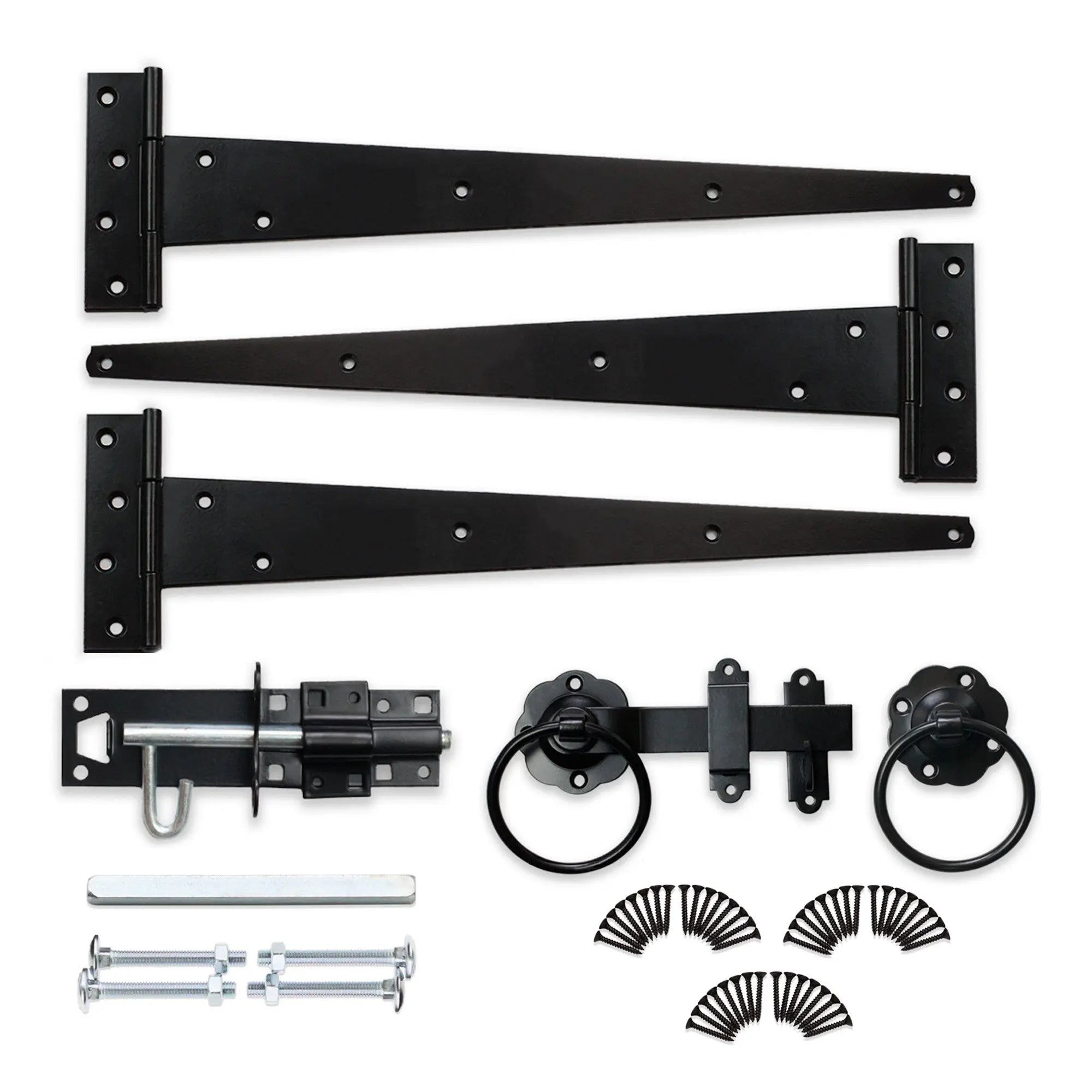 18" 450mm Plain Ring Gate Ironmongery Kit Black Spira