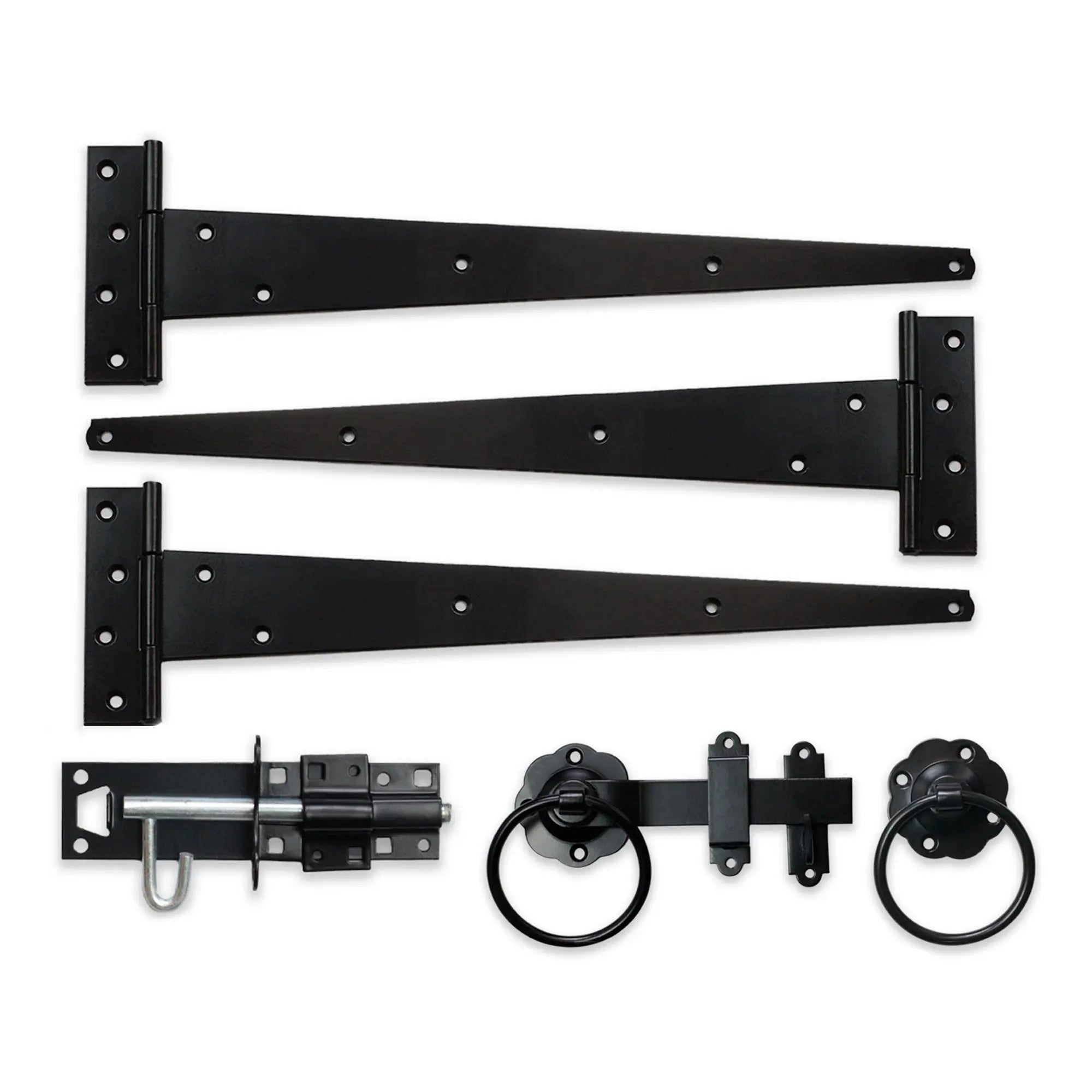 18" 450mm Plain Ring Gate Ironmongery Kit Black Spira