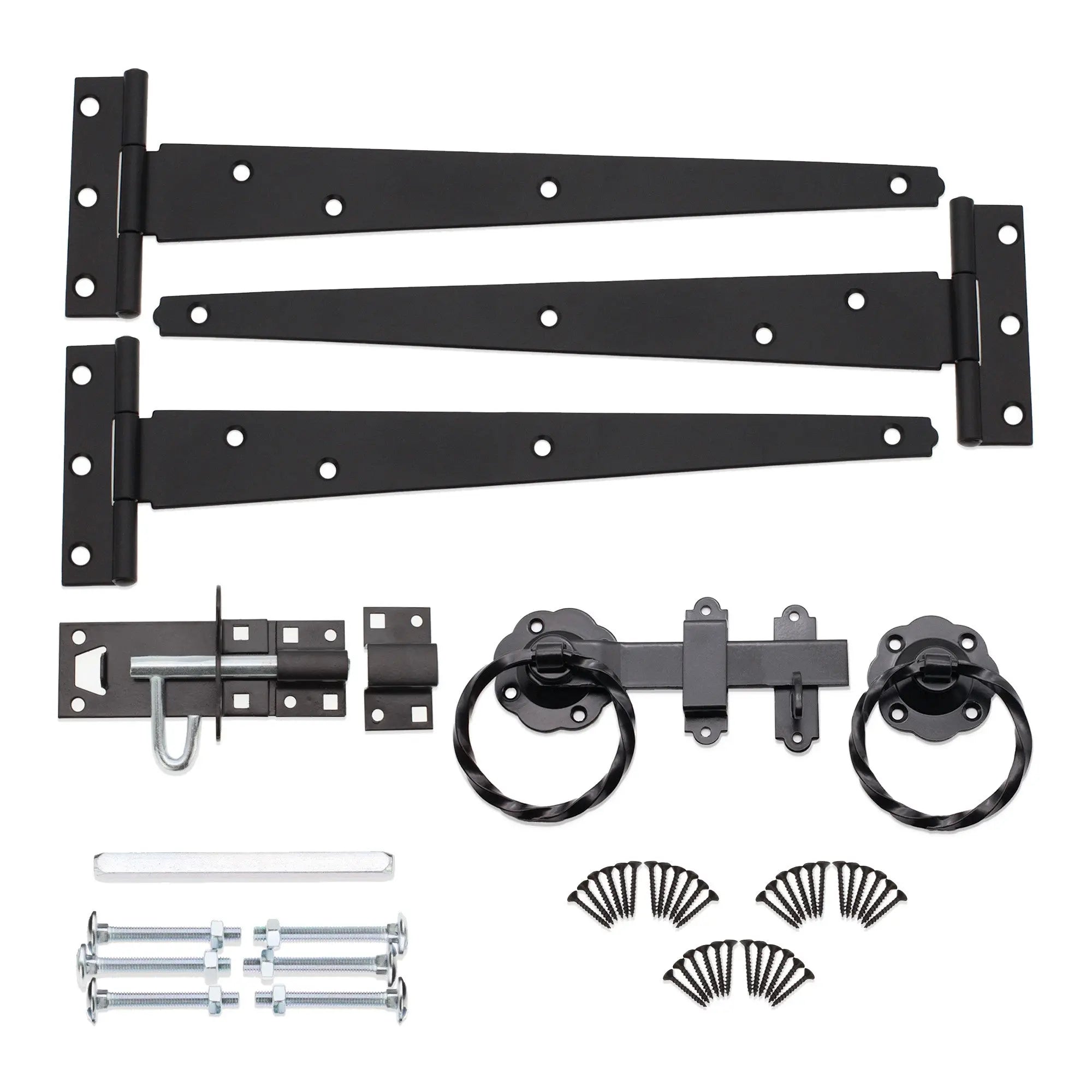 10" 250mm Twist Ring Gate Ironmongery Kit Black Spira