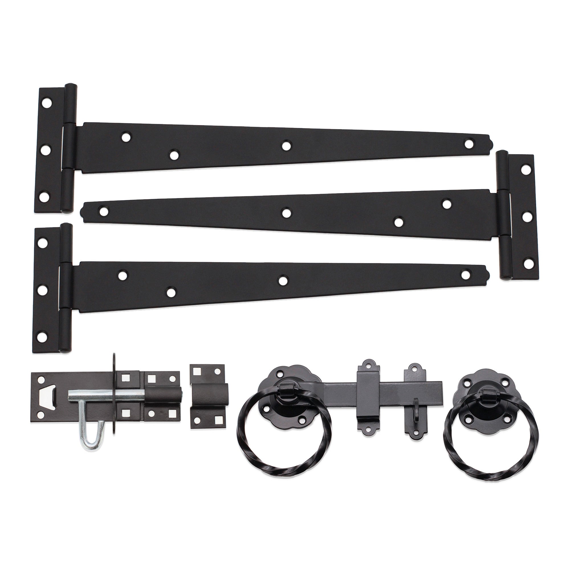 10" 250mm Twist Ring Gate Ironmongery Kit Black