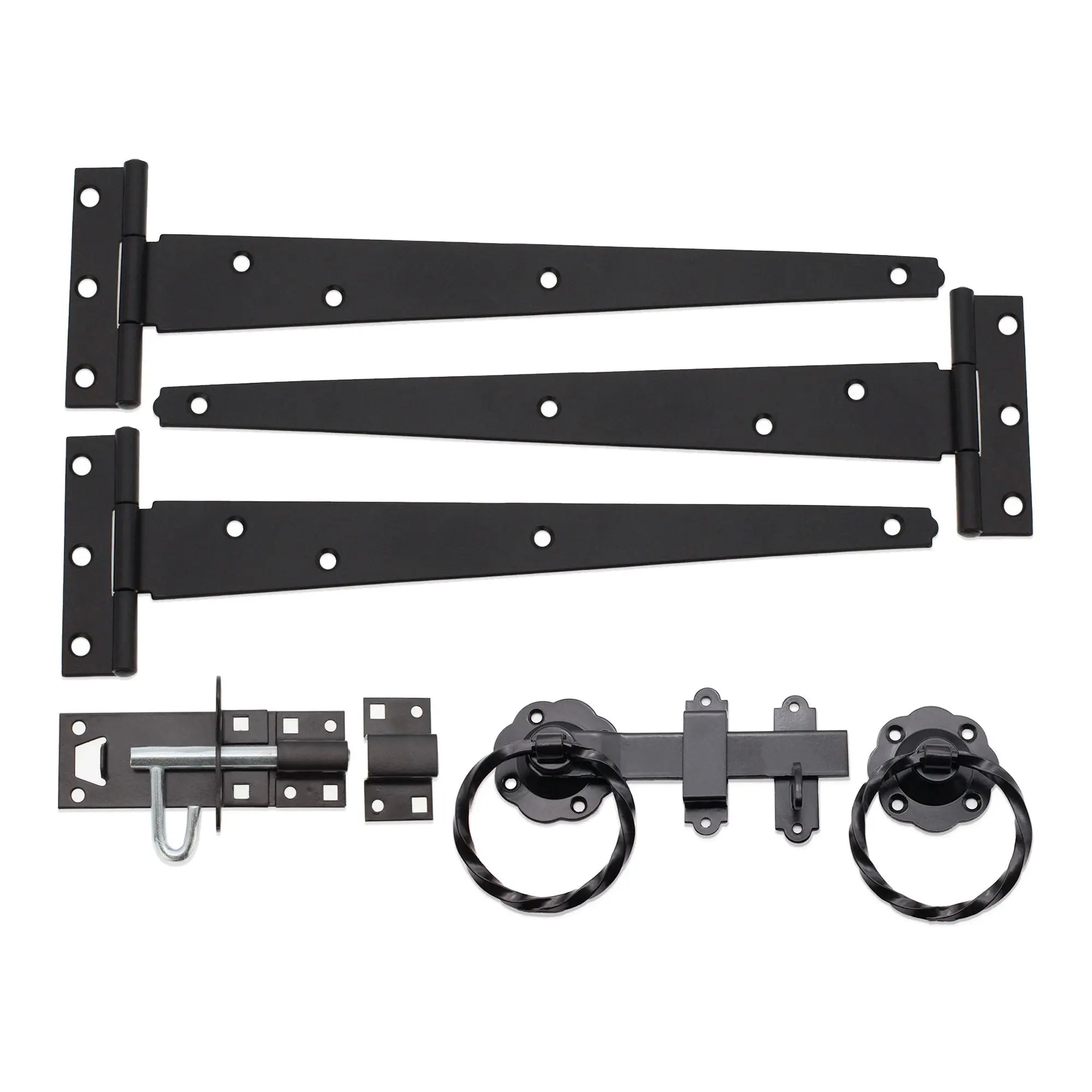10" 250mm Twist Ring Gate Ironmongery Kit Black Spira