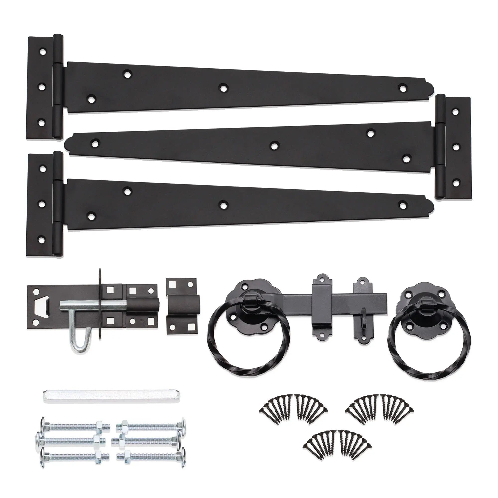 12" 300mm Twist Ring Gate Ironmongery Kit Black Spira