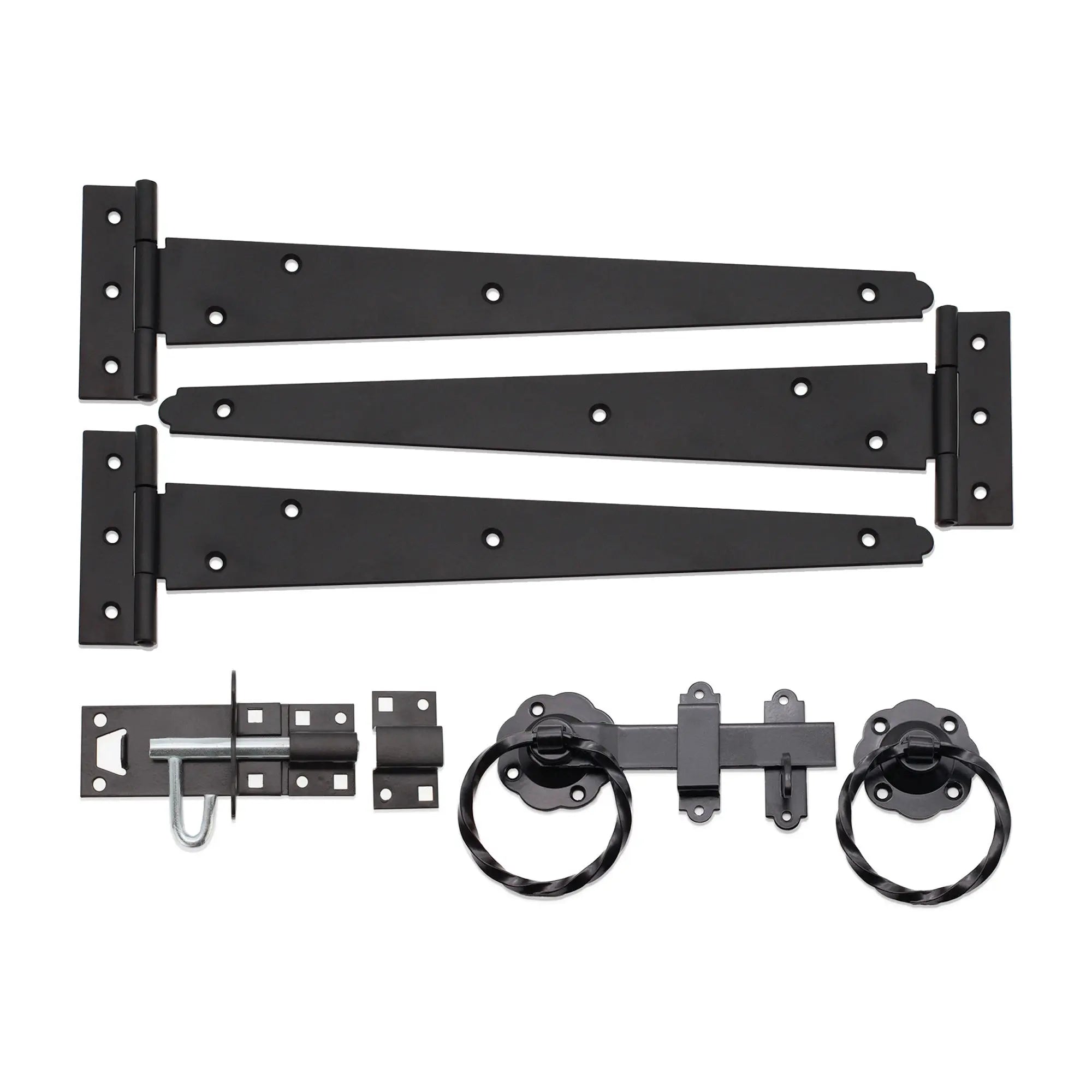 12" 300mm Twist Ring Gate Ironmongery Kit Black Spira