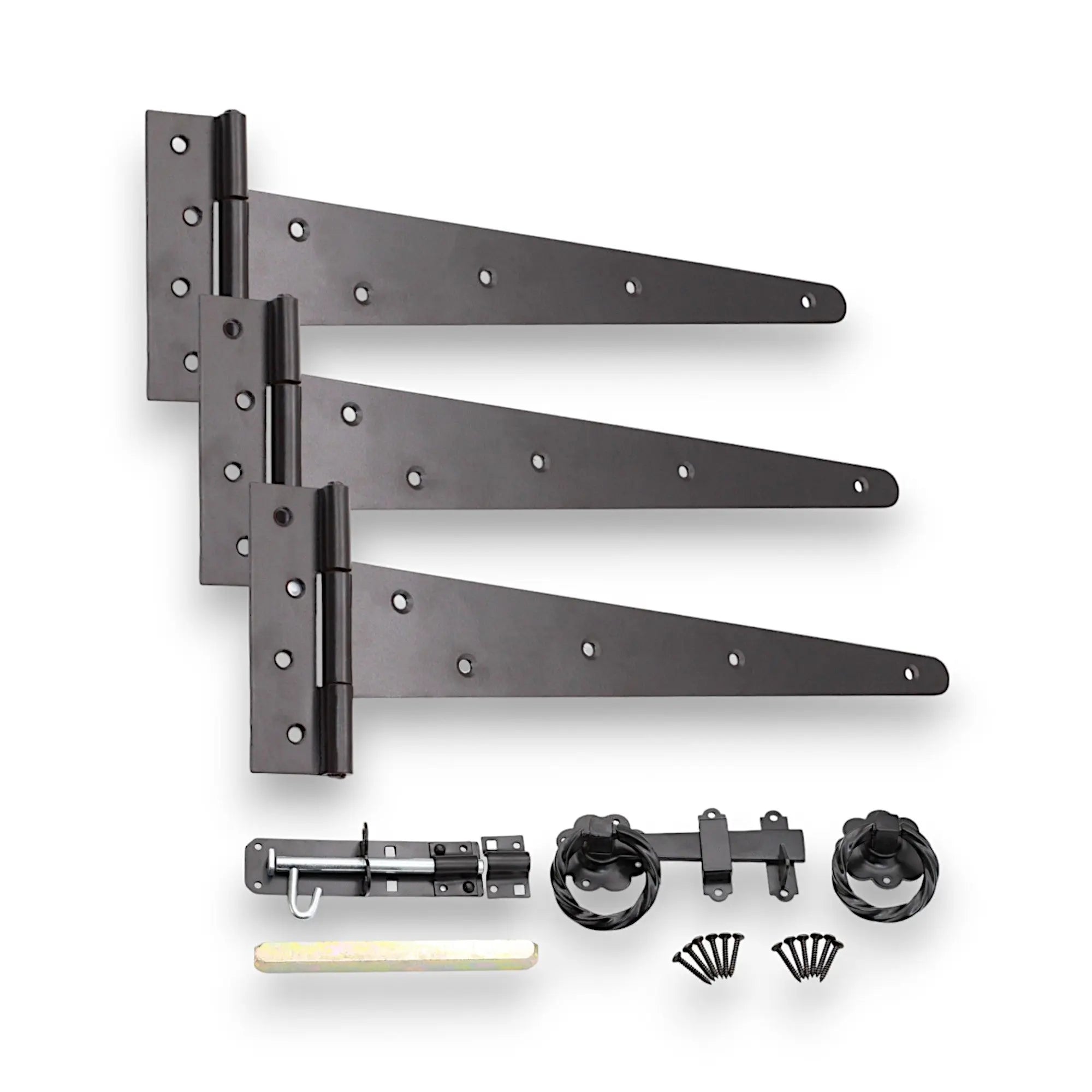 14" 350mm Twist Ring Gate Ironmongery Kit Black Spira