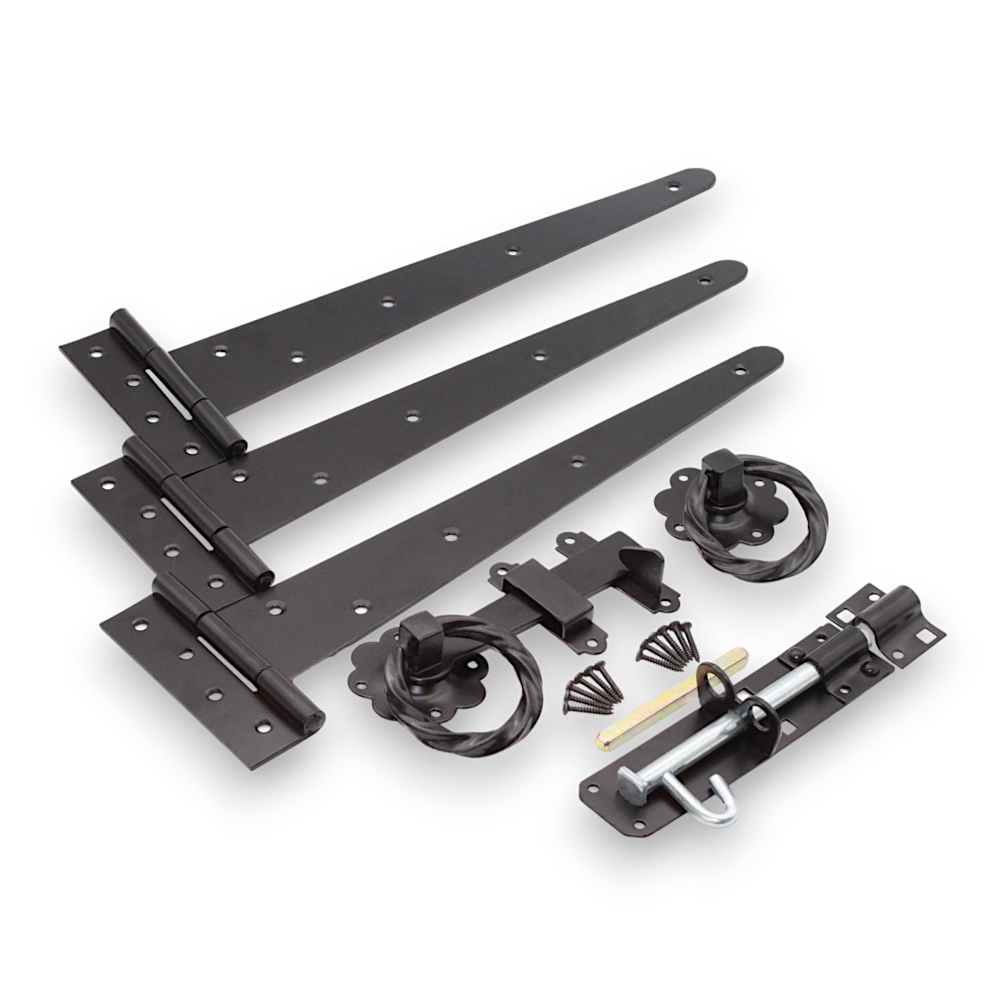 14" 350mm Twist Ring Gate Ironmongery Kit Black