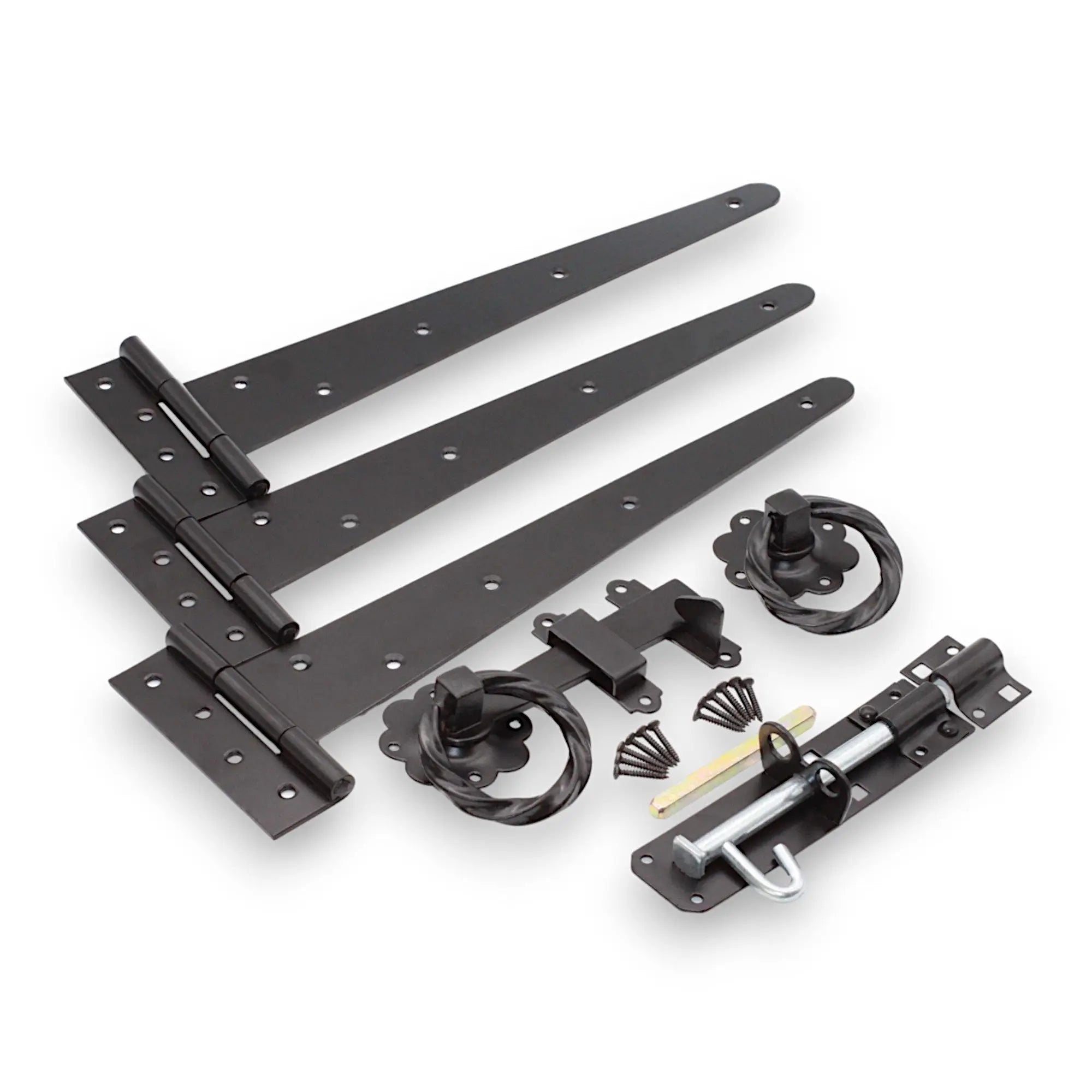 14" 350mm Twist Ring Gate Ironmongery Kit Black Spira