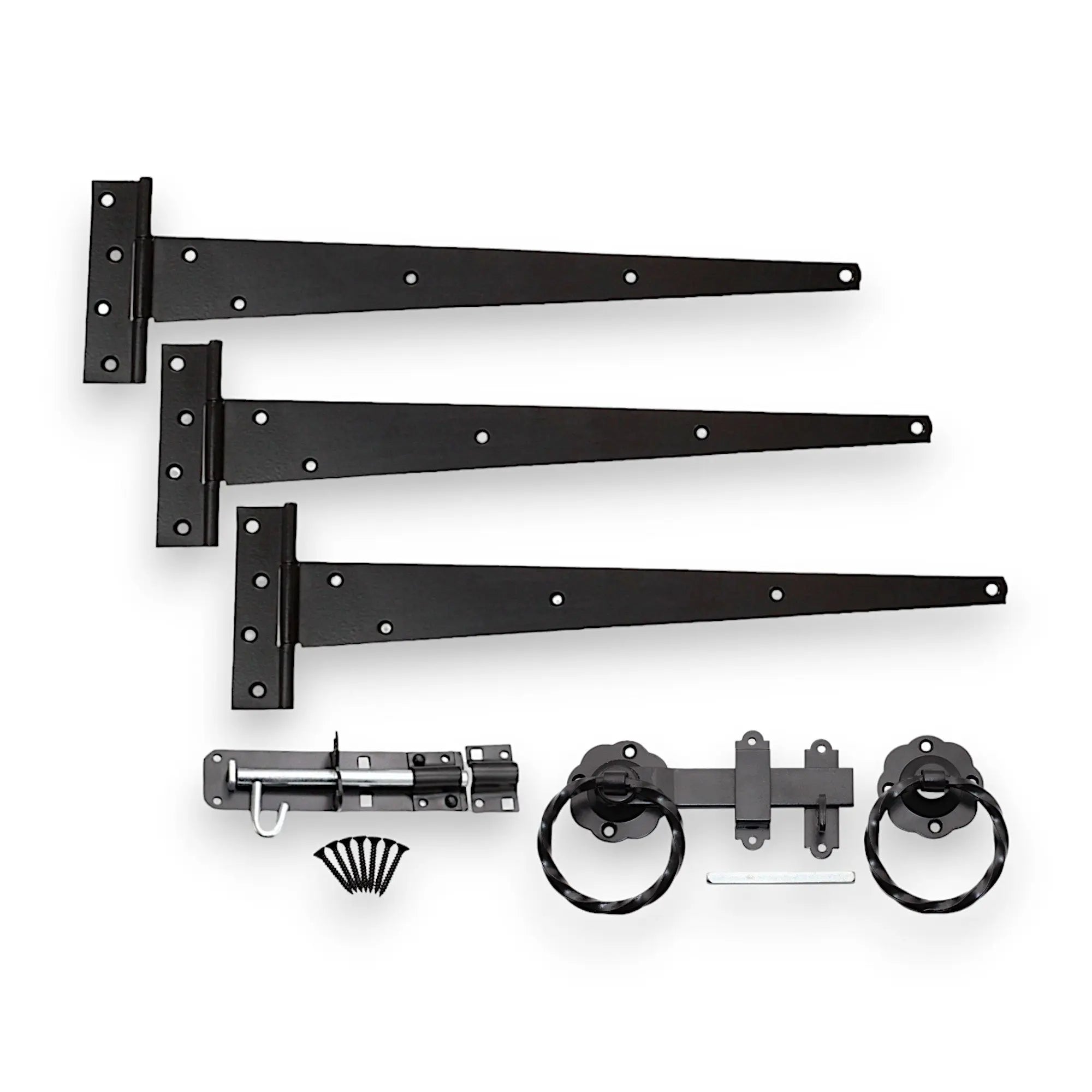 18" 450mm Twist Ring Gate Ironmongery Kit Black Spira