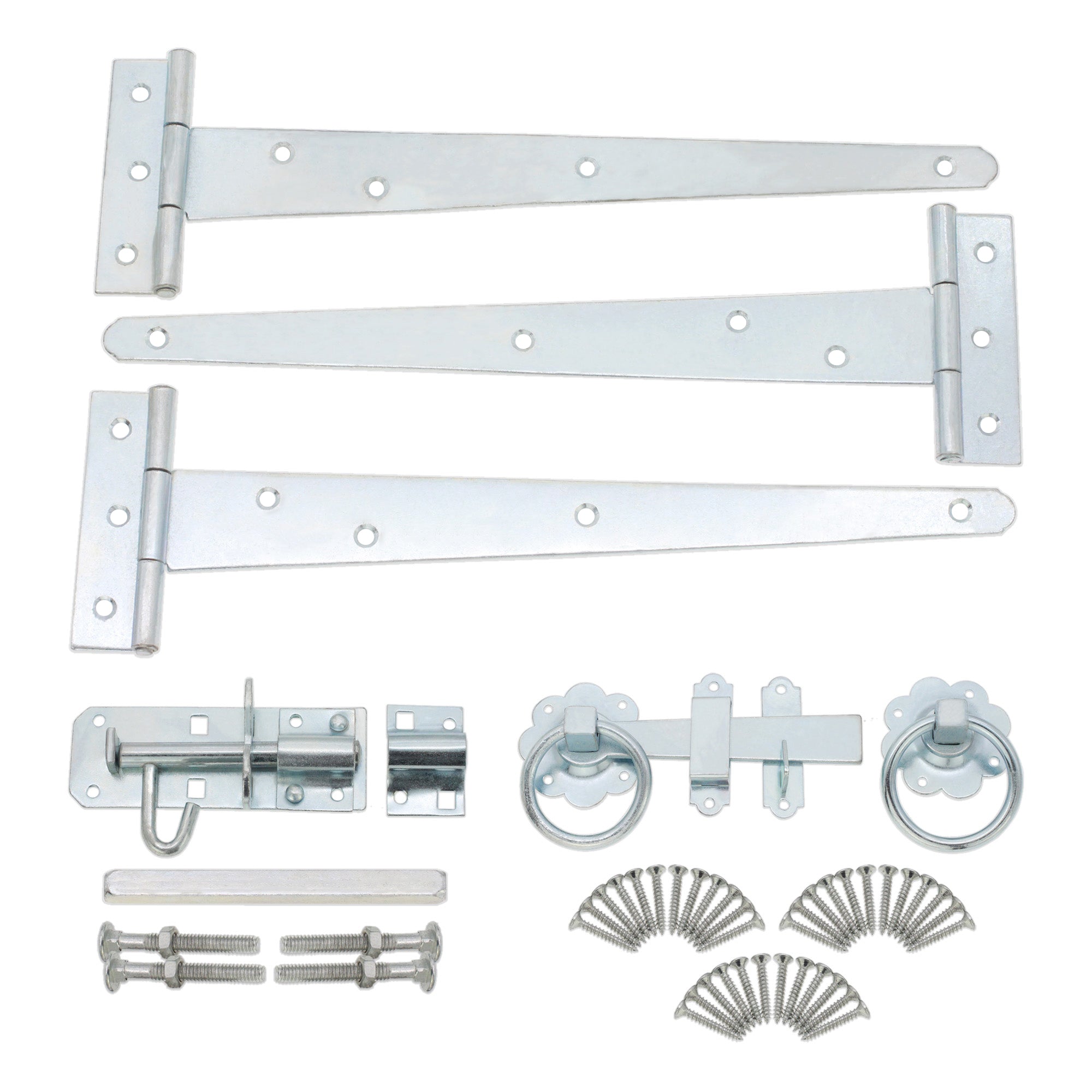 10" 250mm Plain Ring Gate Ironmongery Kit Zinc