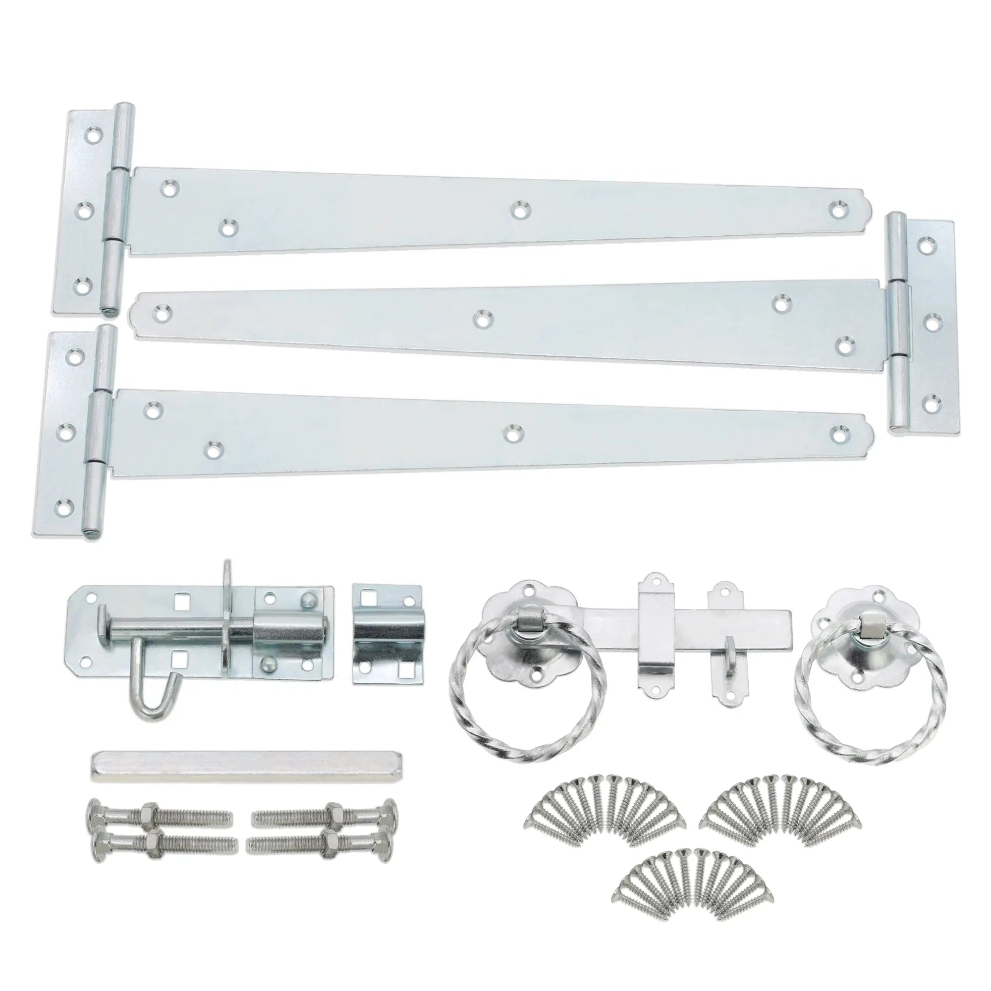 12" 300mm Twist Ring Gate Ironmongery Kit Zinc Spira