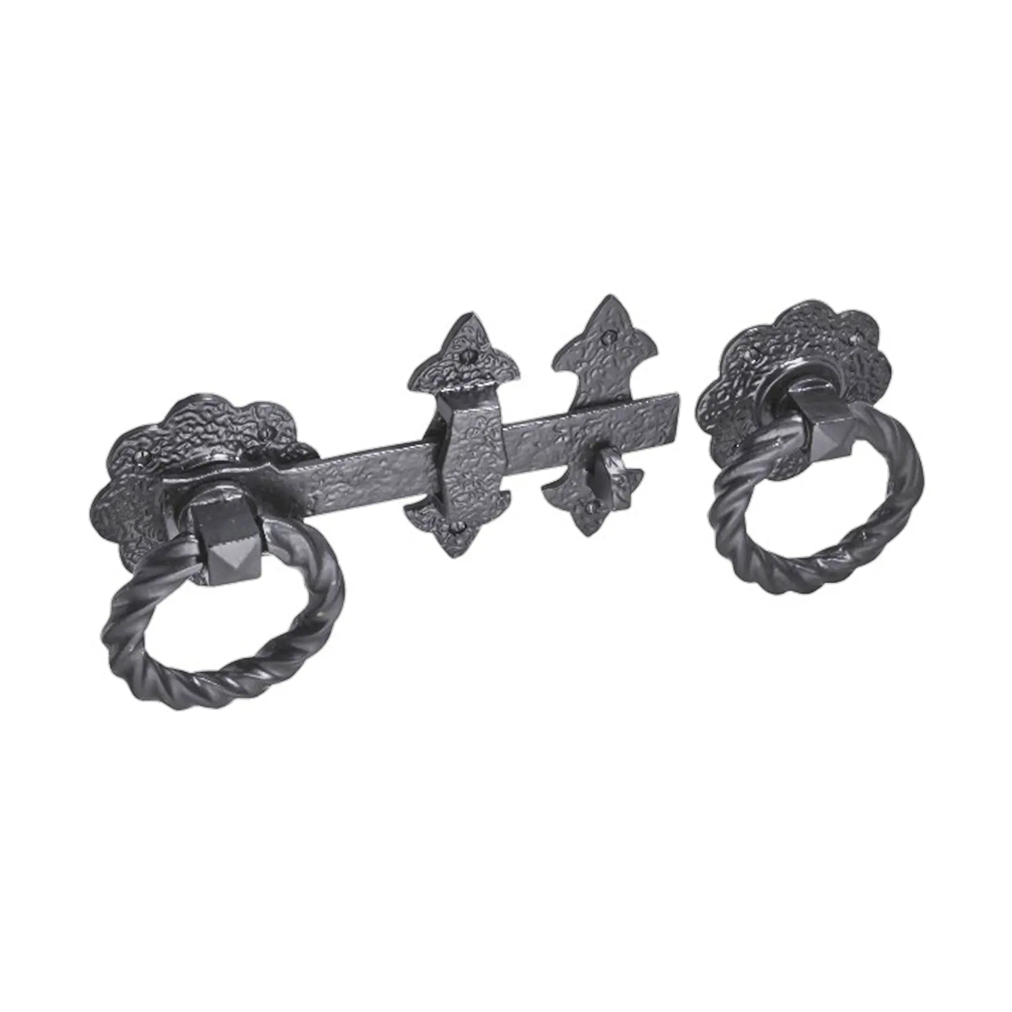 8"Fleur de Lys Twisted Ring Gate Latch Spira