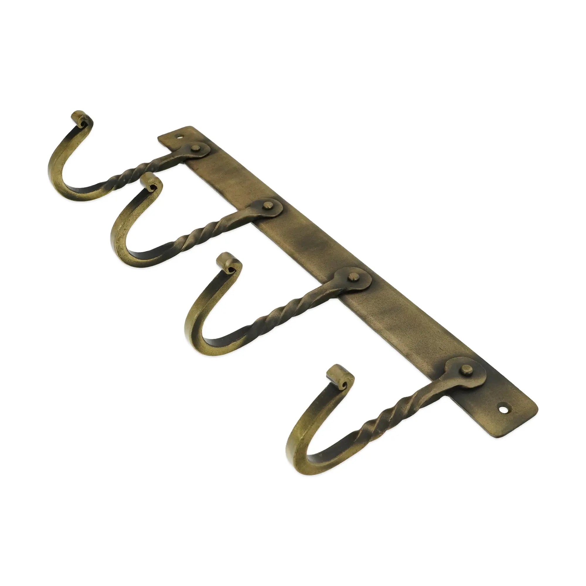 Iron Coat Hook Twisted 4 leg - Antique Spira