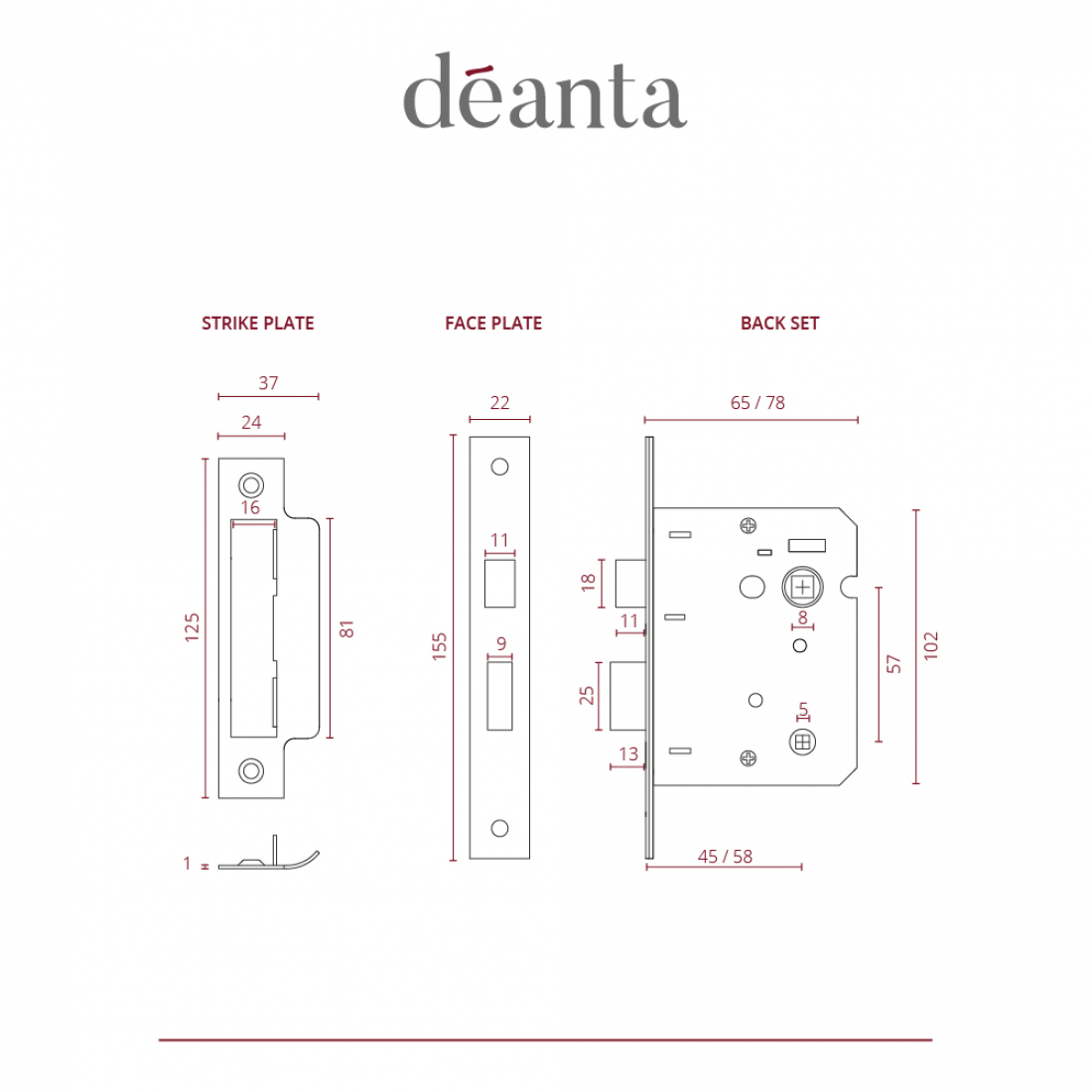 3 Lever Bathroom Lock Satin Nickel