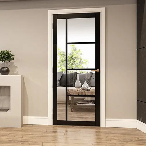 Brixton Black Prefinished Glazed Internal Door