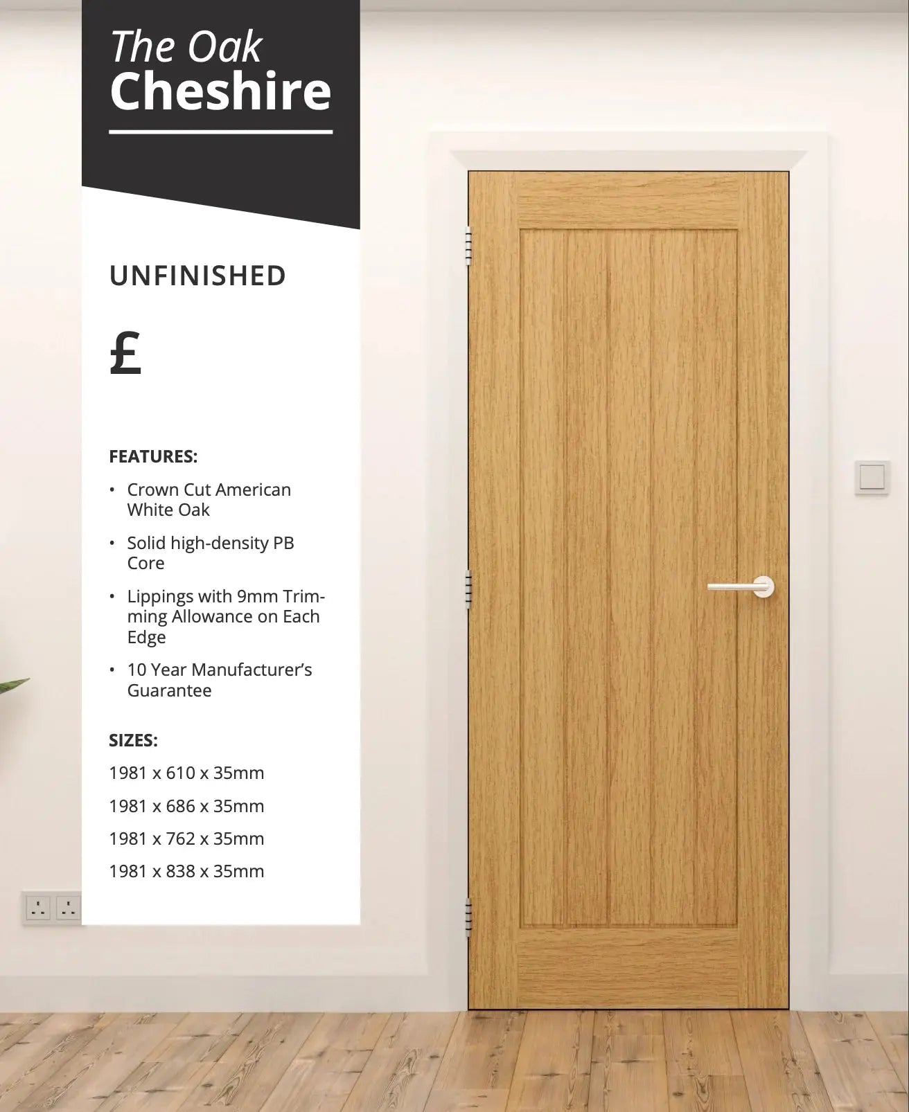 Cheshire Oak Pre-Finished Door Arborfield Joinery