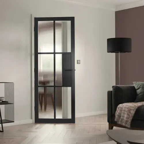 Civic Black Reeded Glass Internal Door JB Kind