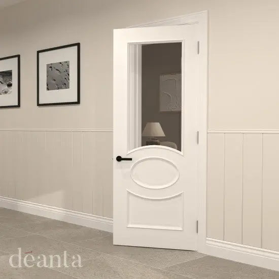 Clarendon White Primed Bevelled Glaze Door Deanta