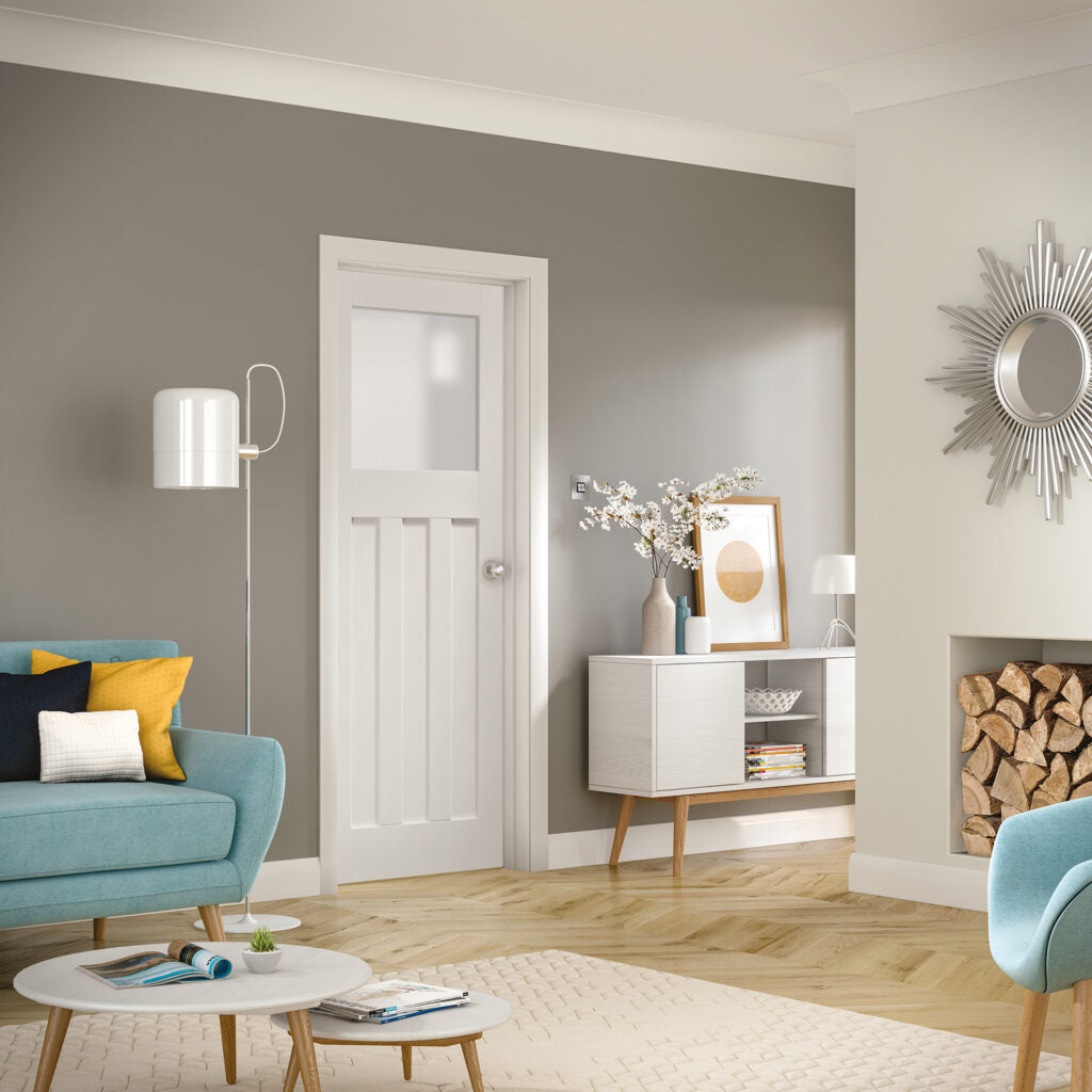 DX Internal White Primed Door with Obscure Glass
