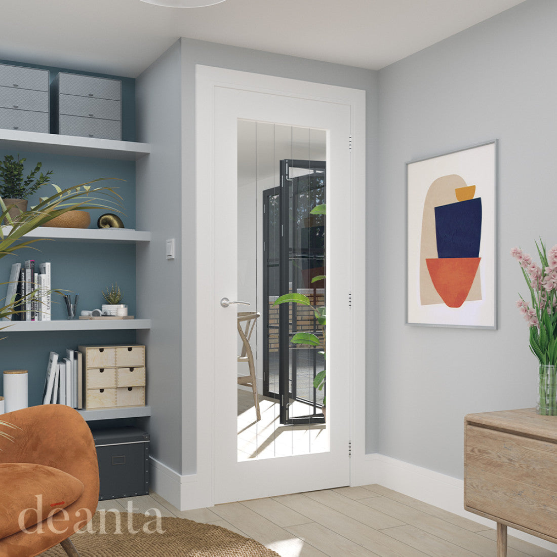 Ely White Primed Glazed 1 Lite Full Internal Door