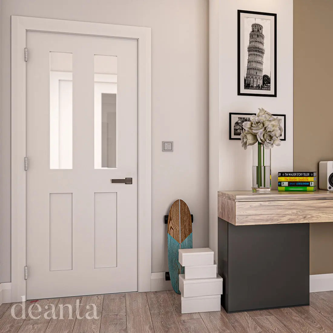 Eton White Primed Glazed Internal Door