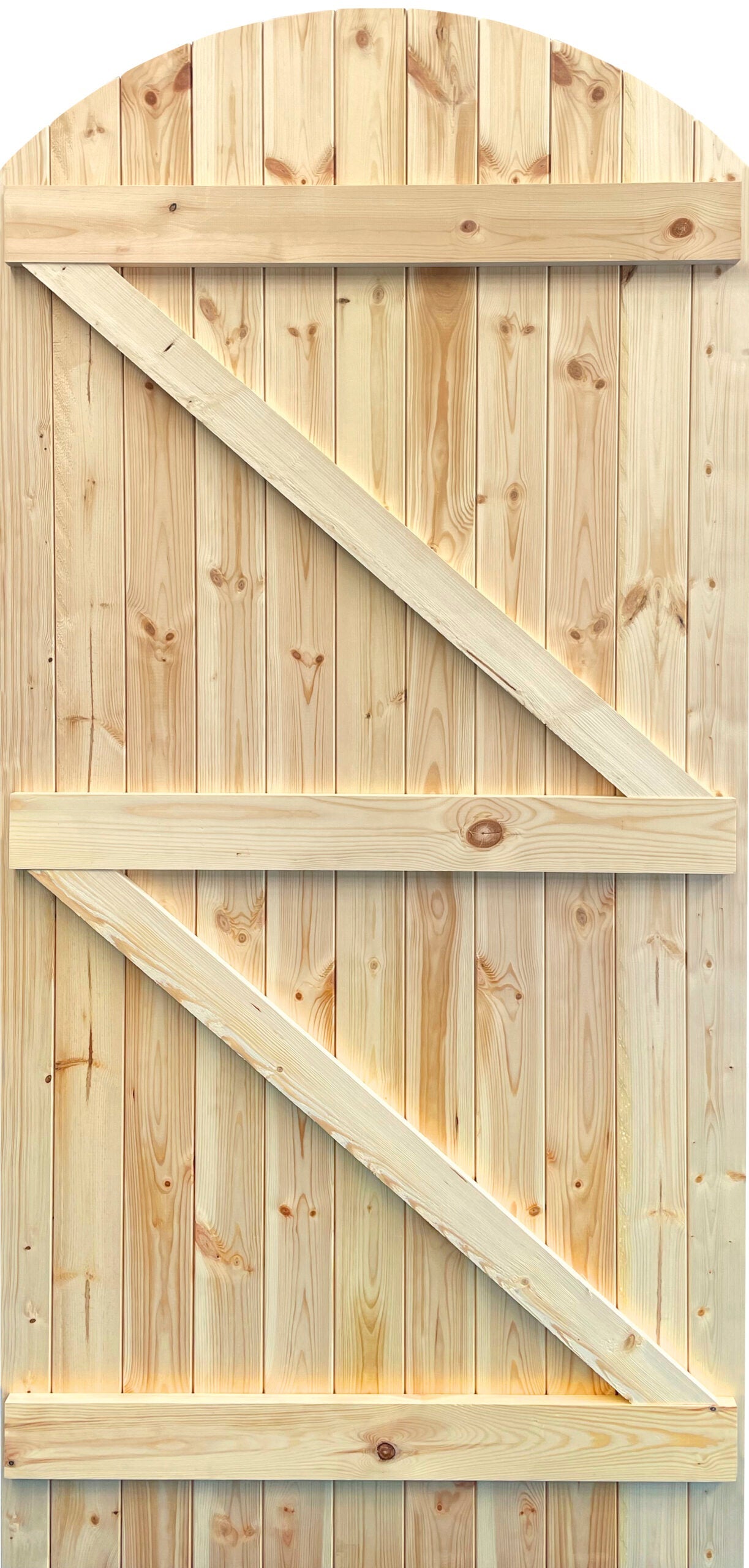 External Pine Ledged & Braced Arched Top Gate