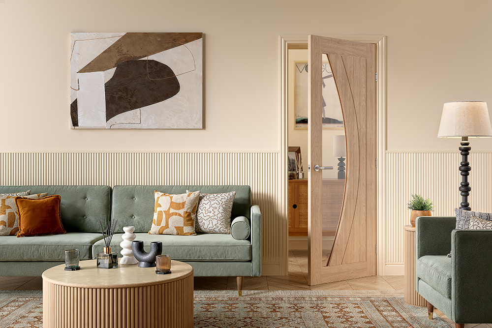 Girona Unfinished Glazed Oak internal door LPD Doors