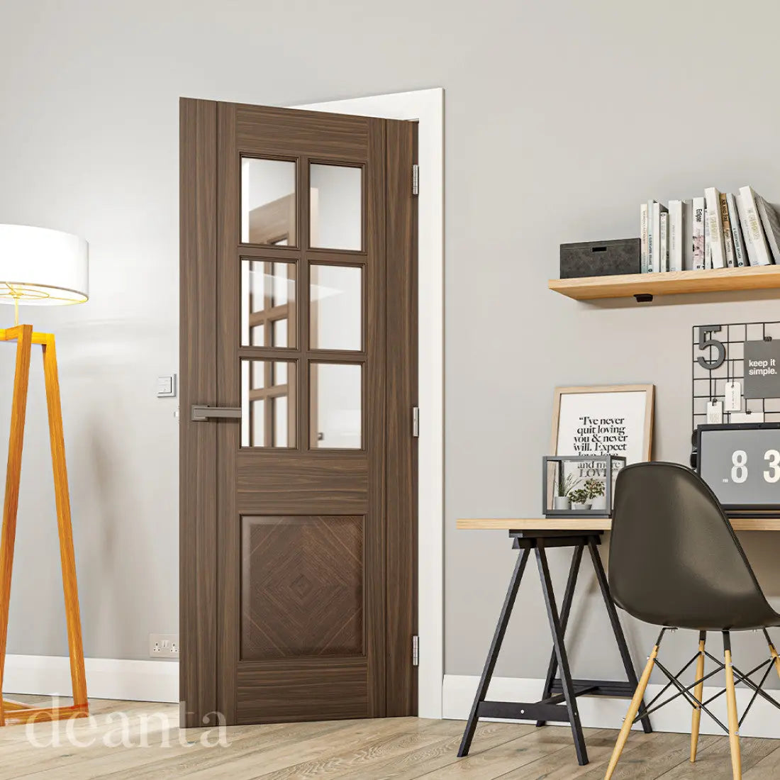 Kensington Prefinished Walnut Bevelled Glaze FSC Internal Door