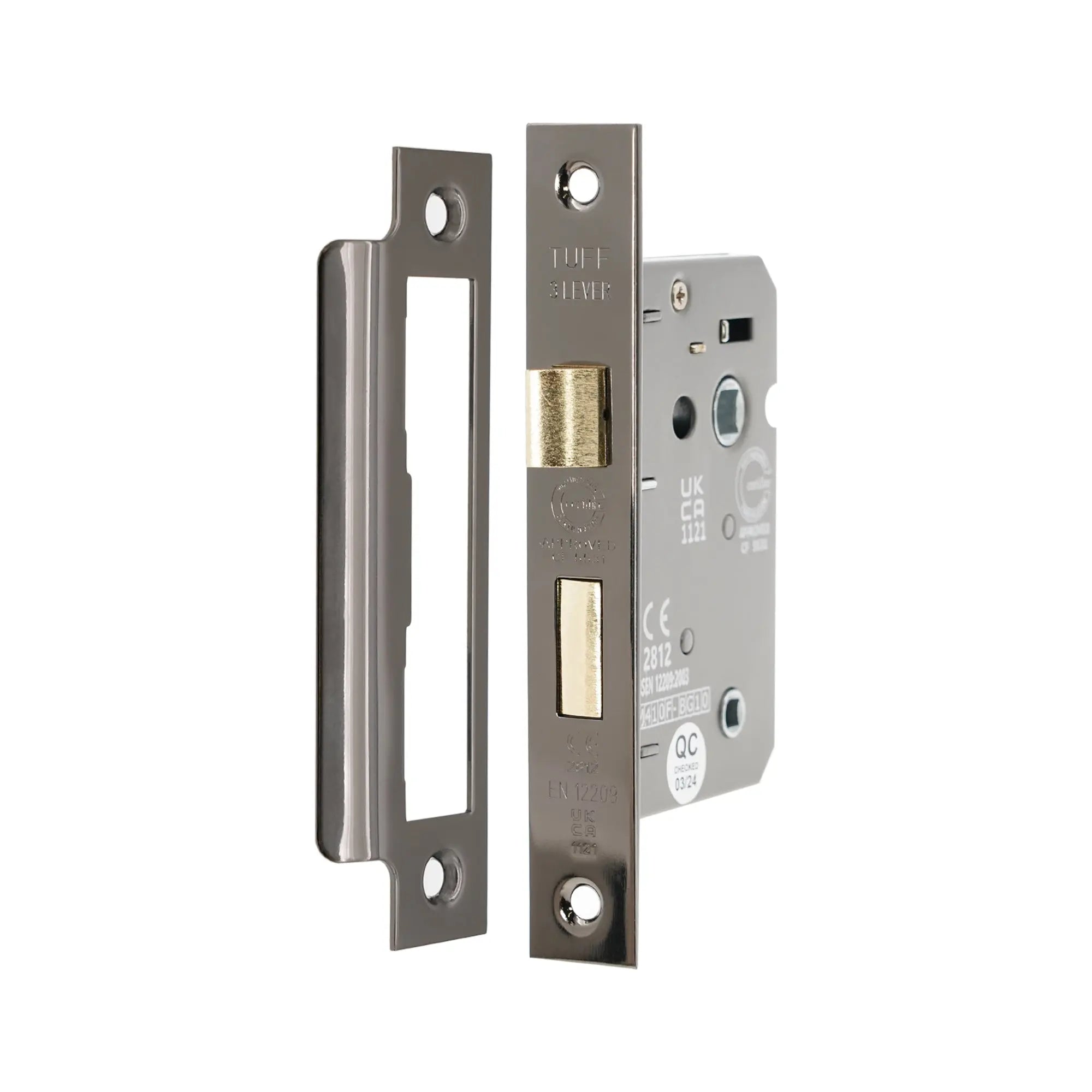2.5" CE 3 Lever Bathroom Lock FD60 - Black Nickel Spira