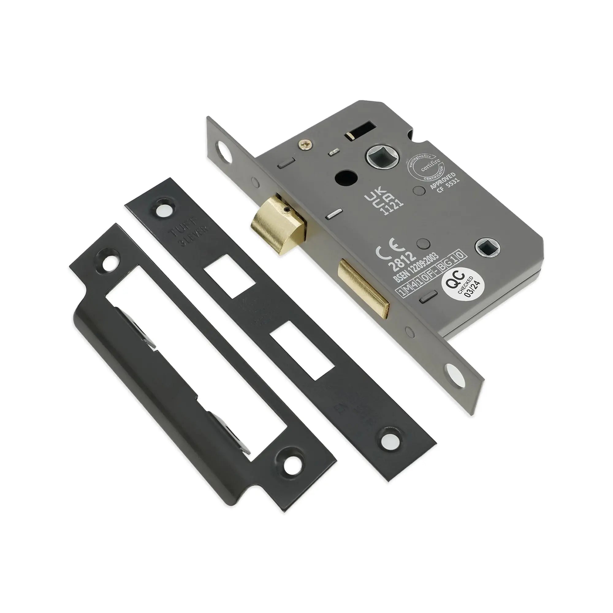 2.5" CE 3 Lever Bathroom Lock FD60 - Gunmetal Grey Spira