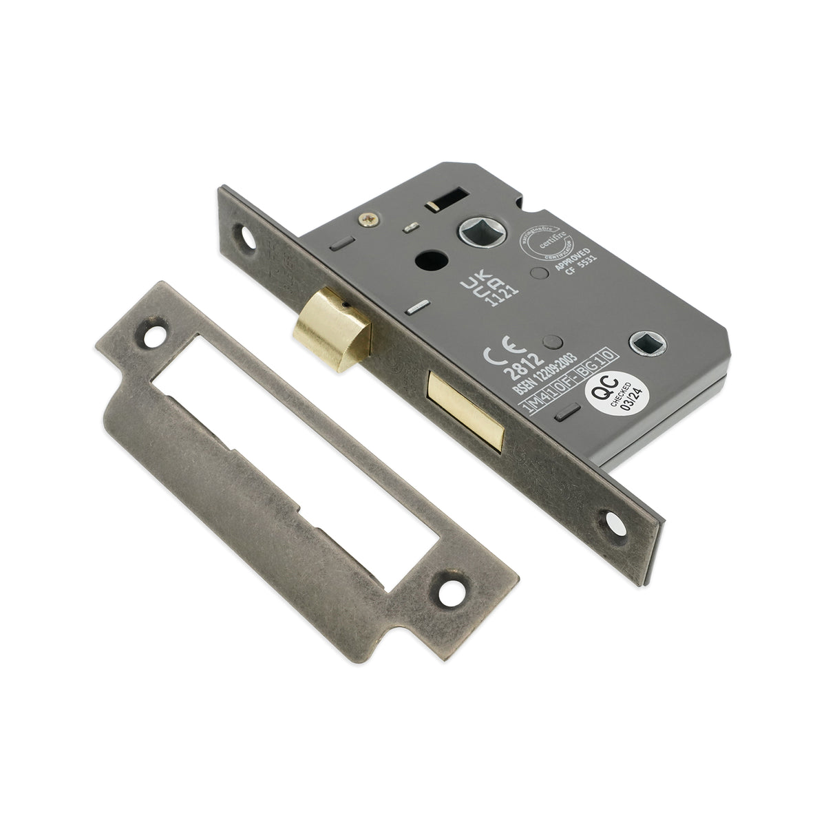 2.5" CE 3 Lever Bathroom Lock FD60 - Pewter