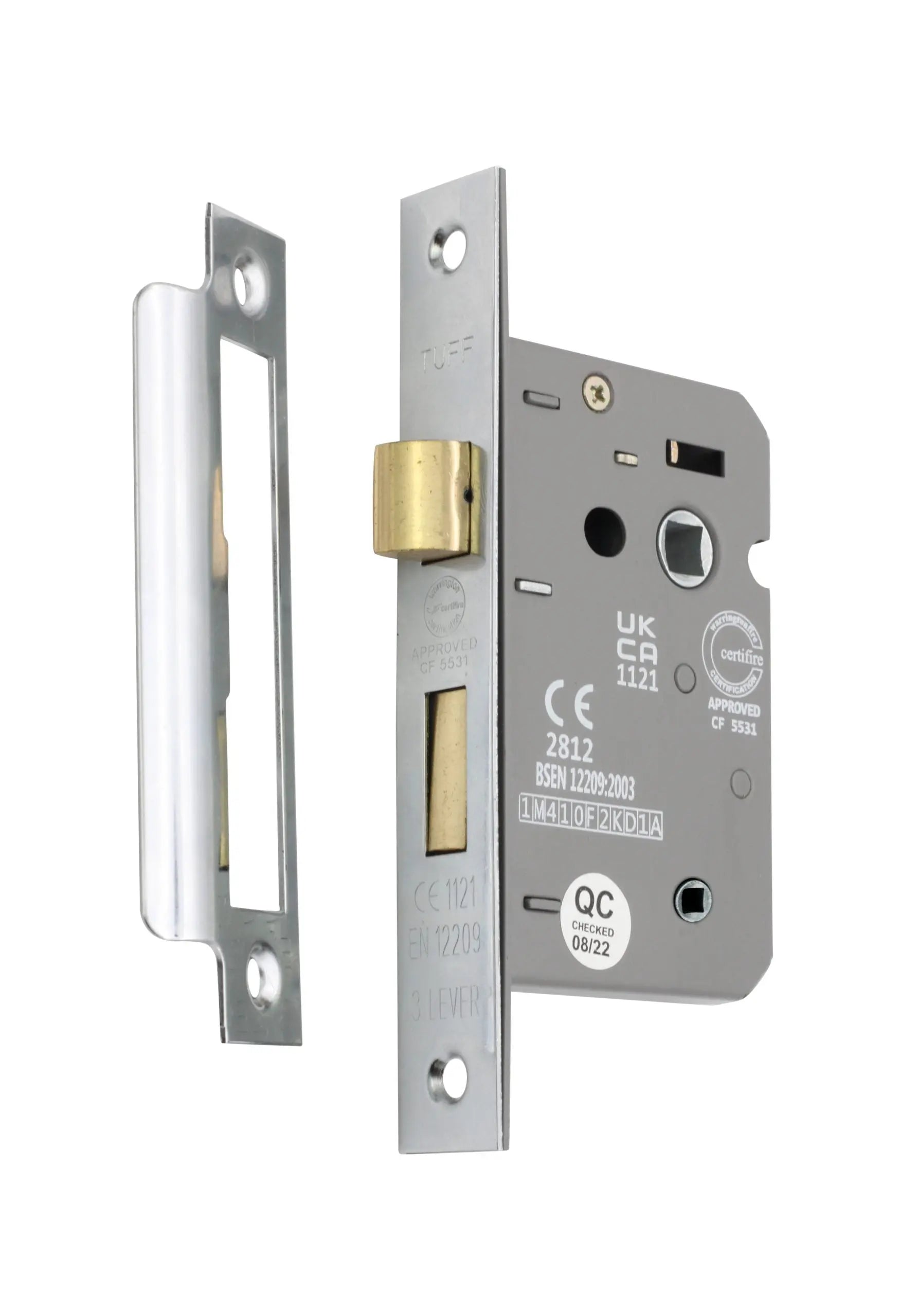 3" CE 3 Lever Bathroom Lock FD60 - Polished Nickel Spira
