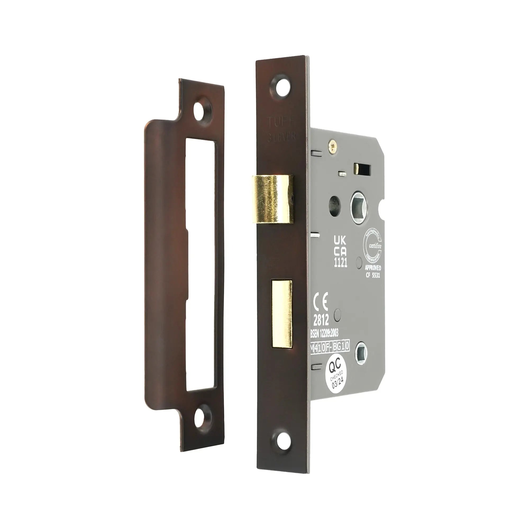 3" CE 3 Lever Bathroom Lock FD60 - Aged Bronze Spira