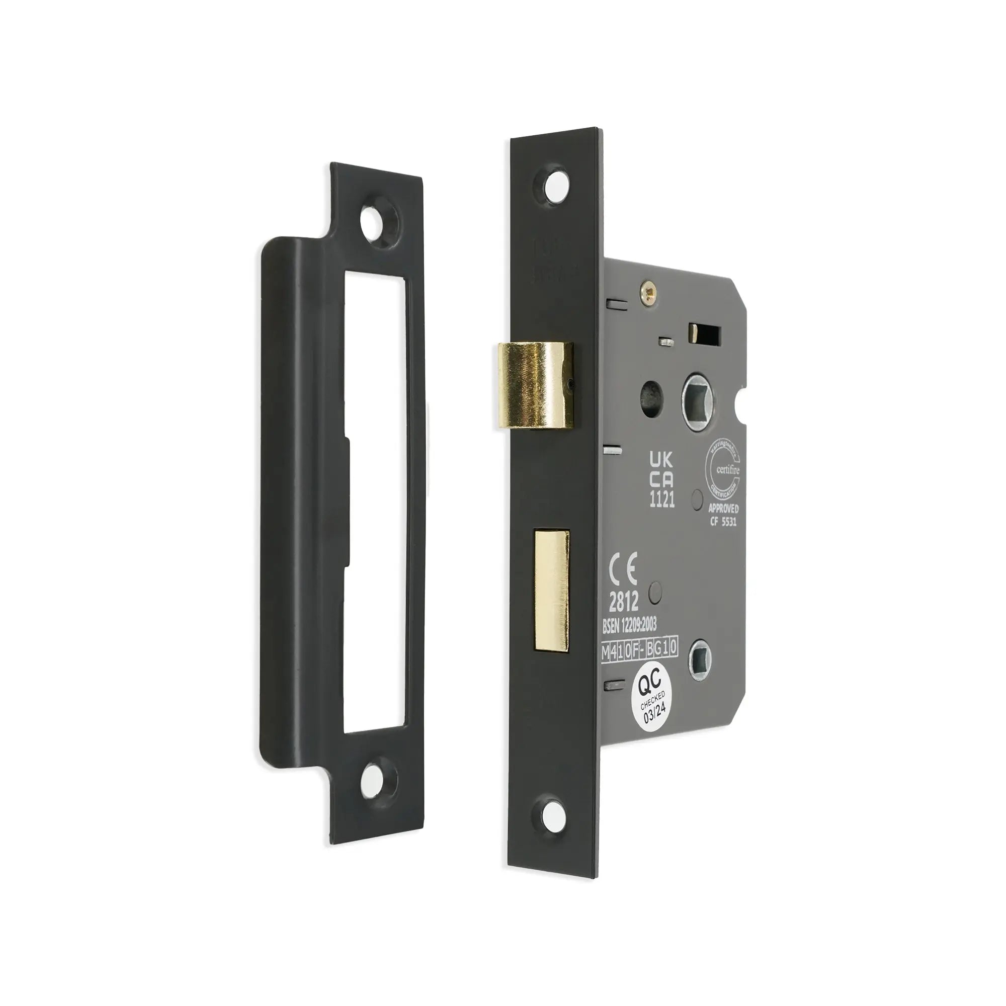3" CE 3 Lever Bathroom Lock FD60 - Gunmetal Grey Spira