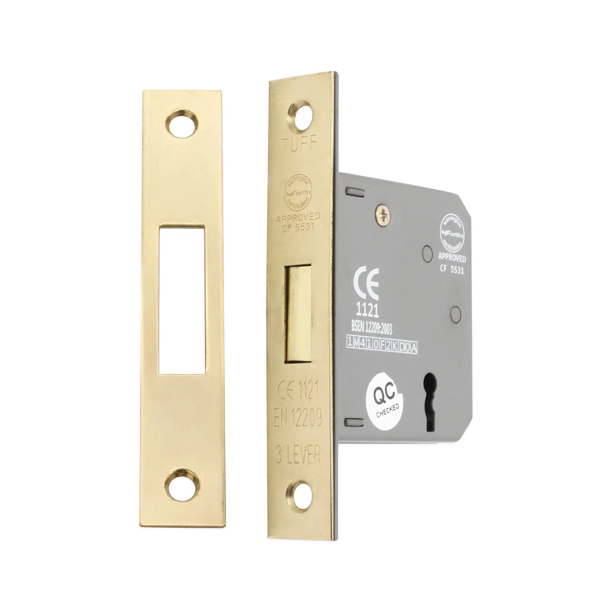 3" CE 3 Lever Dead Lock - Electro Brass Spira
