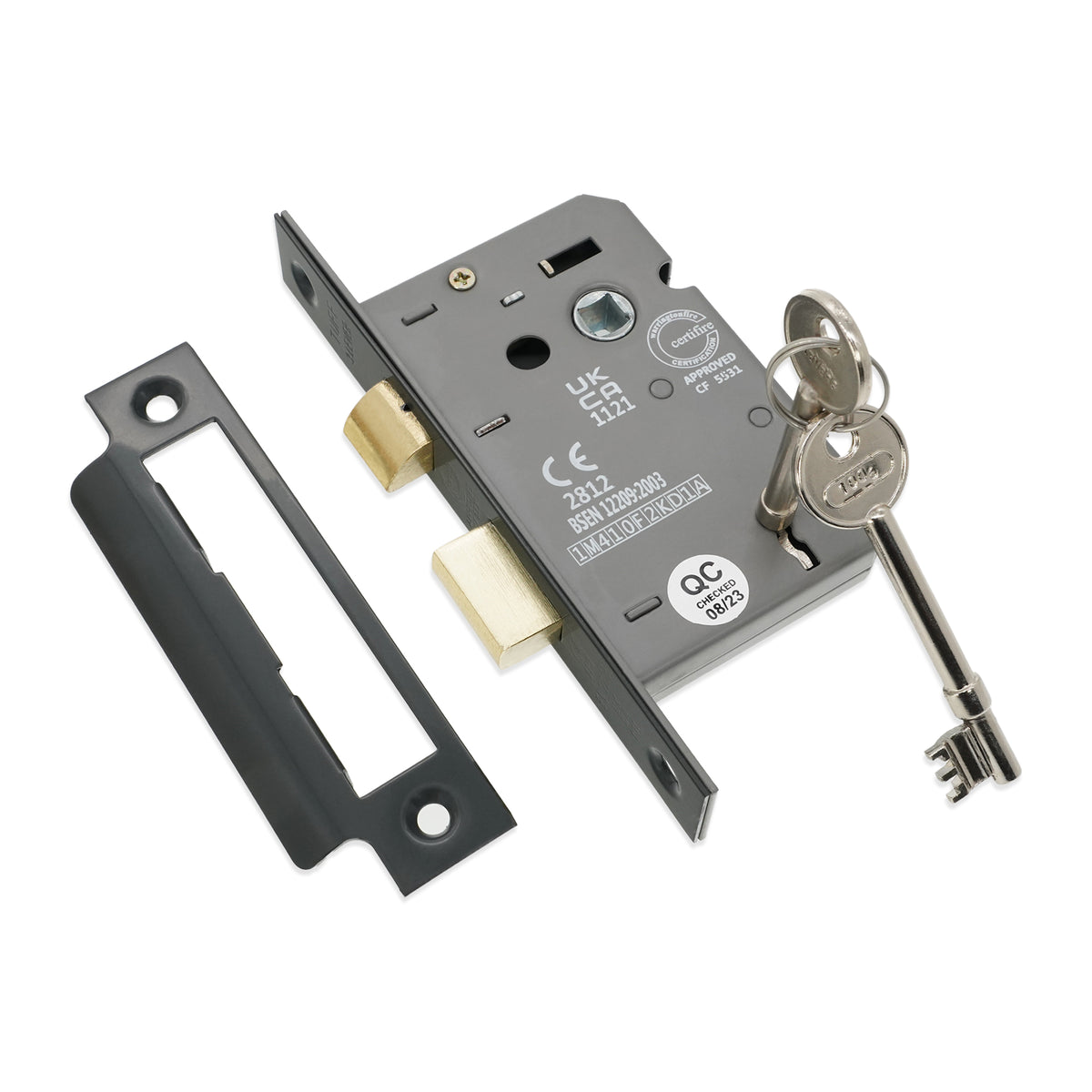 2.5" CE 3 Lever Mortice Sash Lock FD60 - Gunmetal Grey