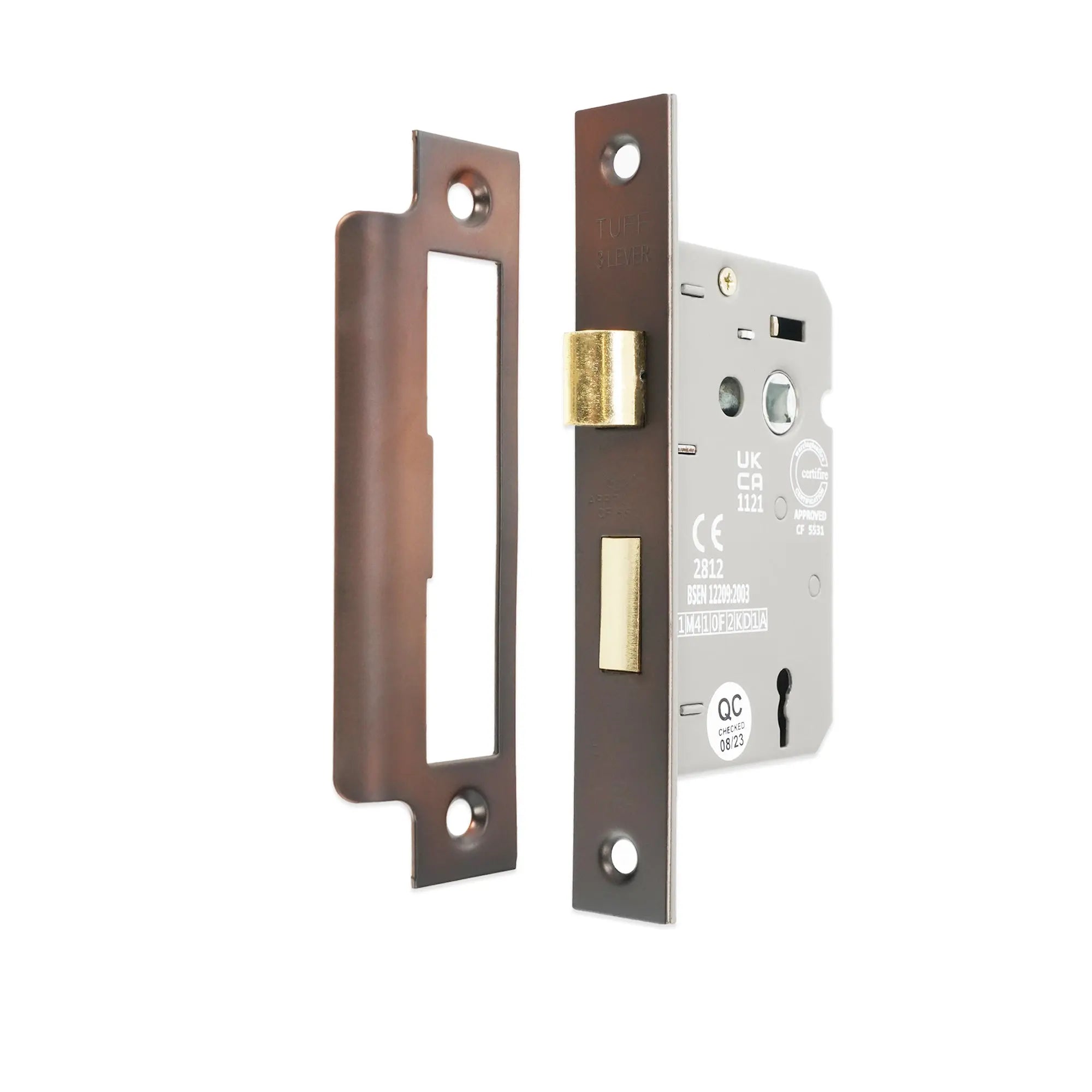 3" CE 3 Lever Mortice Sash Lock FD60 - Aged Bronze Spira