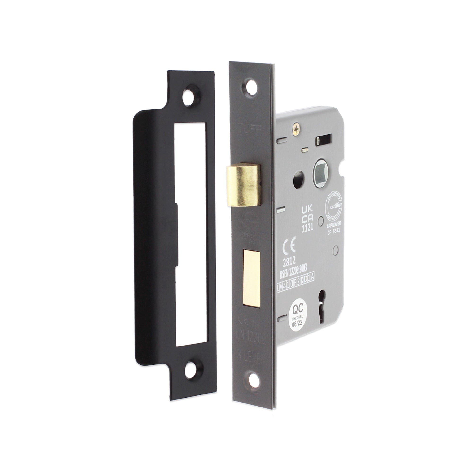 3" CE 3 Lever Mortice Sash Lock FD60 - Matt Black