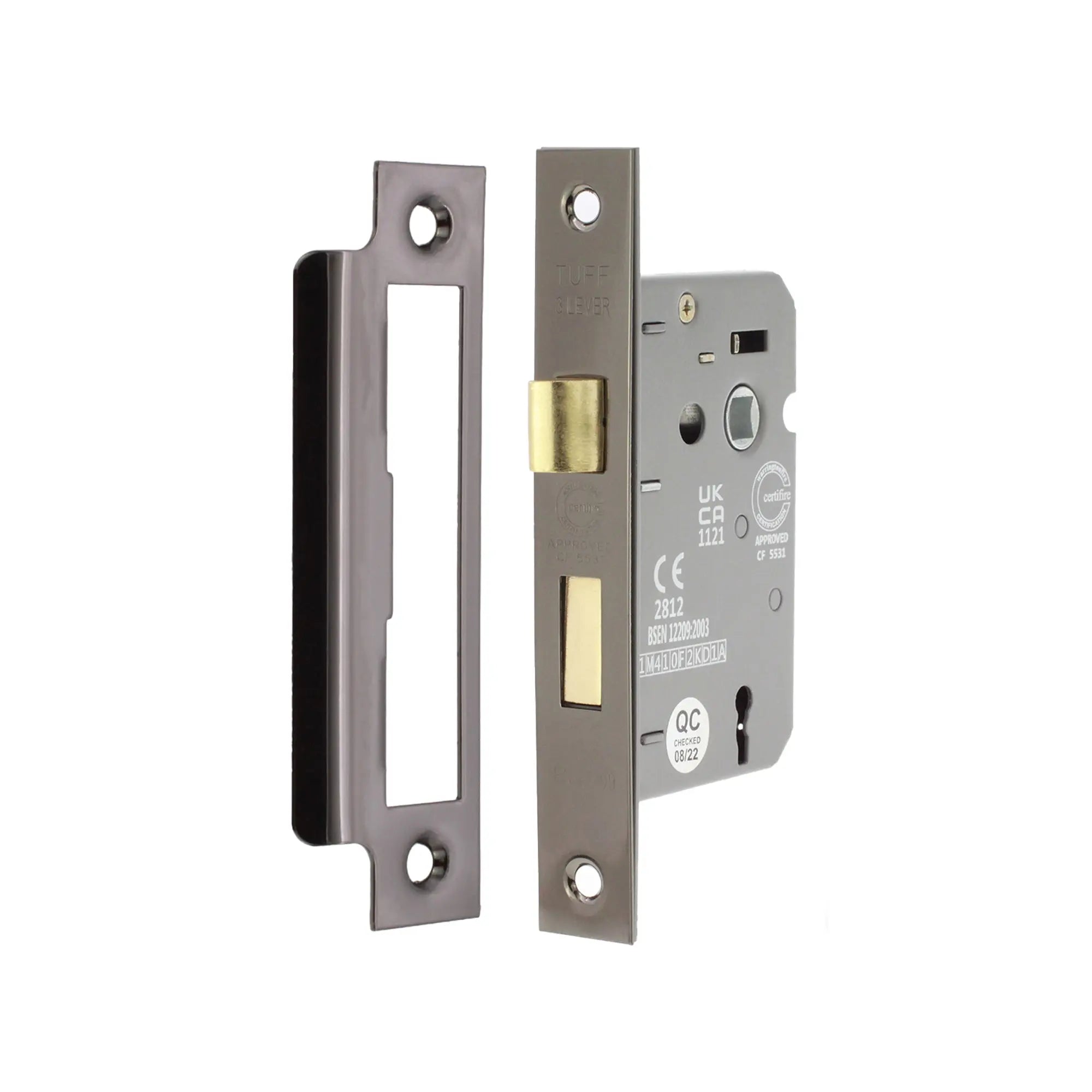 3" CE 3 Lever Mortice Sash Lock FD60 - Black Nickel Spira