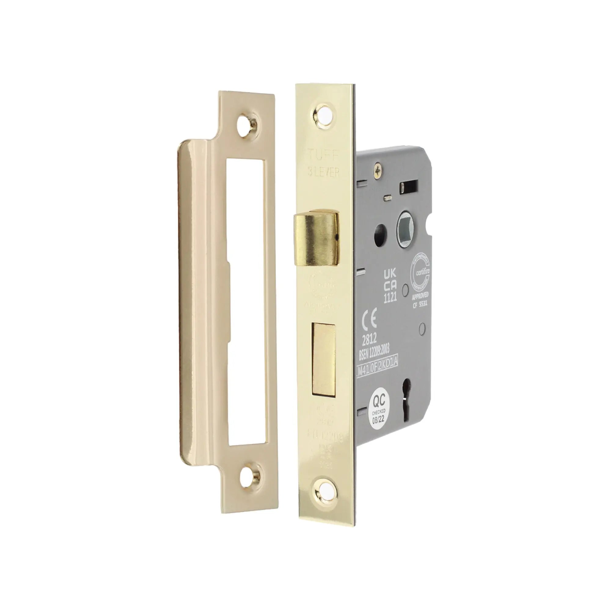 3" CE 3 Lever Mortice Sash Lock FD60 - Electro Brass Spira