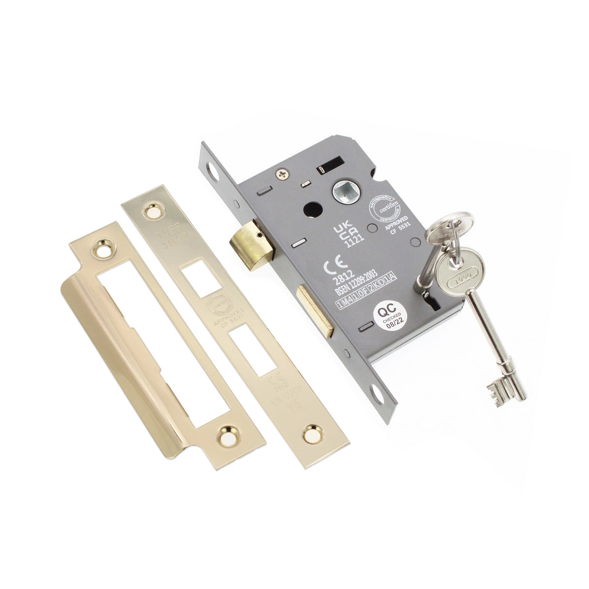 3" CE 3 Lever Mortice Sash Lock FD60 - Electro Brass