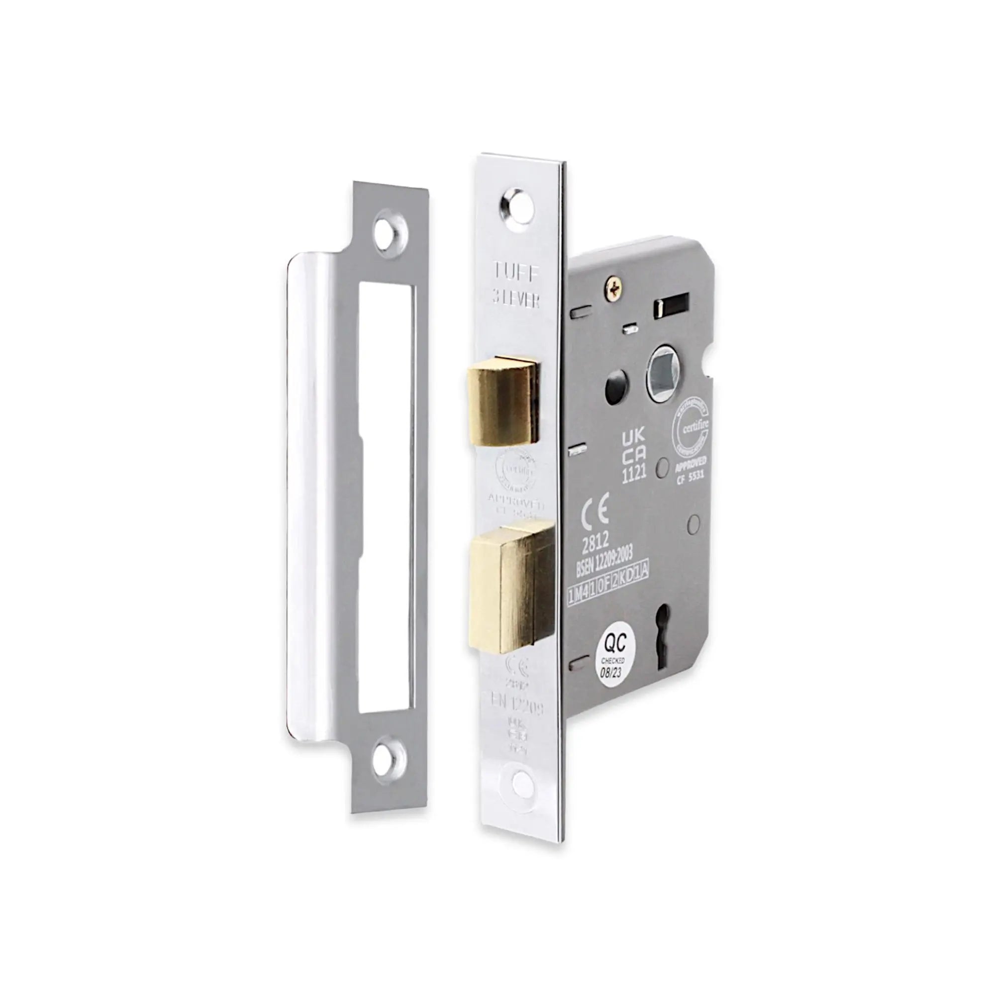 3" CE 3 Lever Mortice Sash Lock FD60 - Nickel Plated Spira