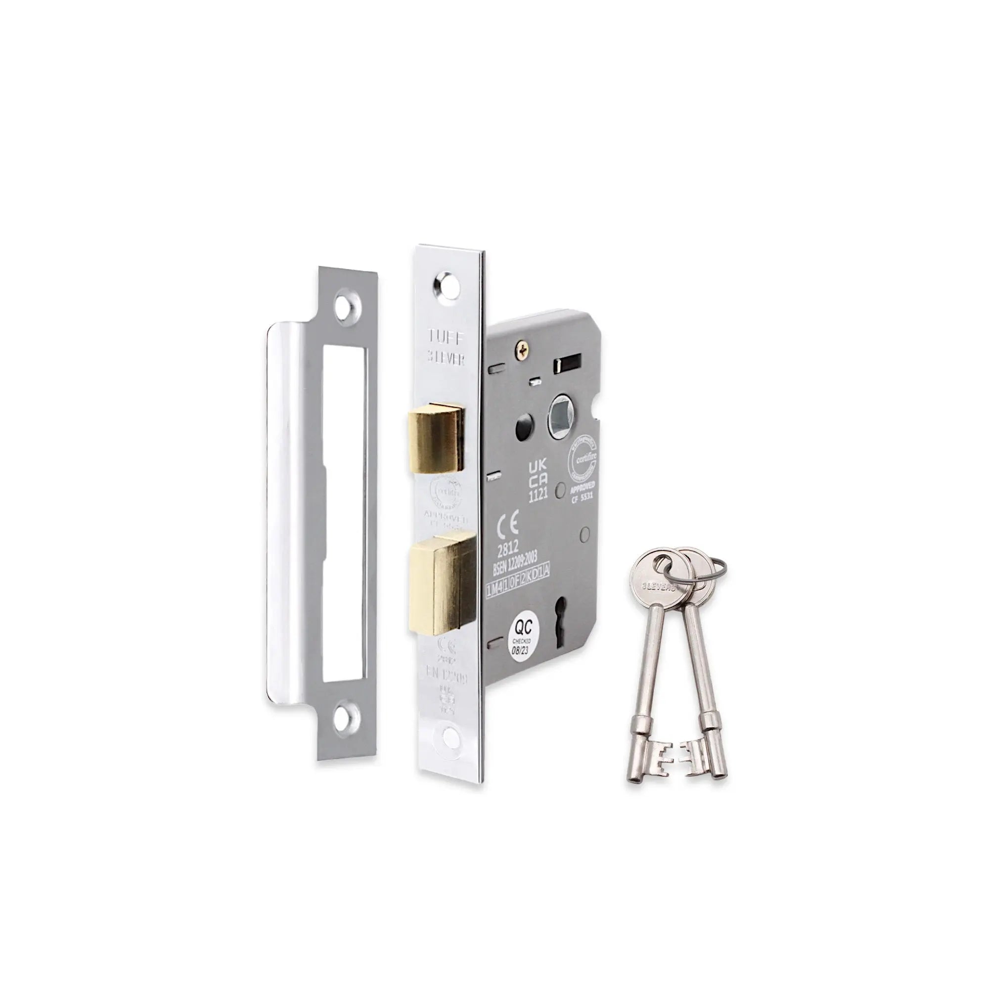 3" CE 3 Lever Mortice Sash Lock FD60 - Nickel Plated Spira