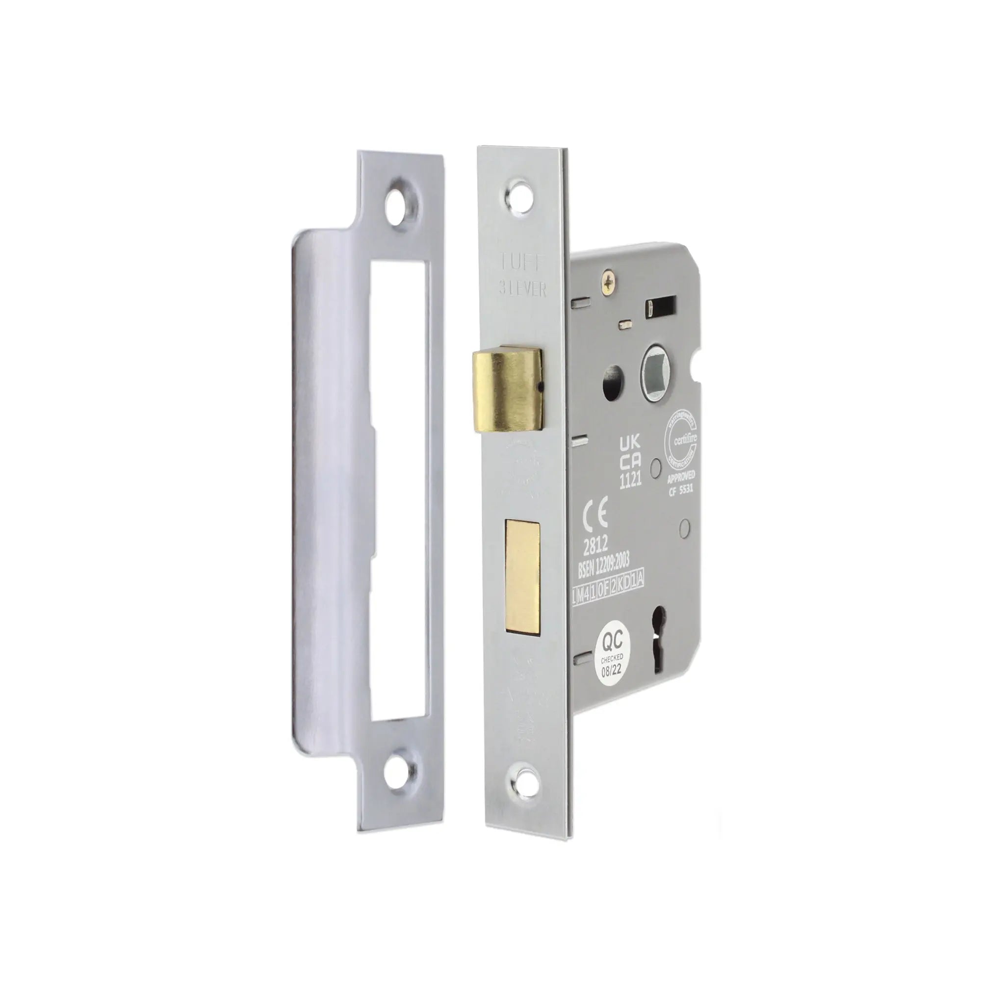 3" CE 3 Lever Mortice Sash Lock FD60 - Satin Chrome Spira