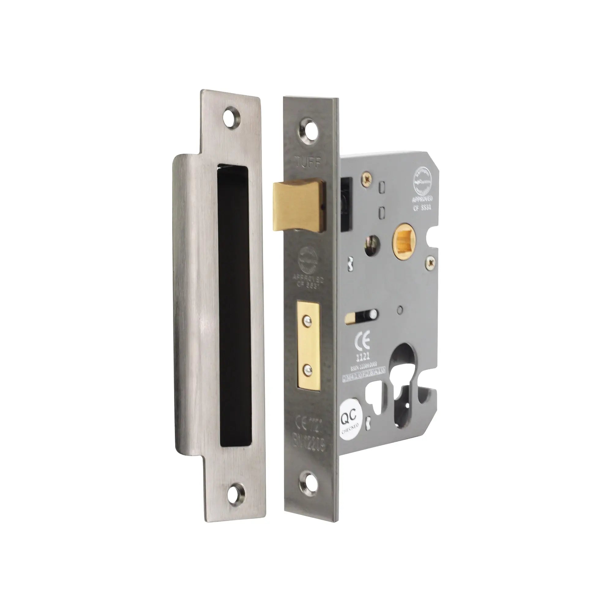 2.5" CE Euro Profile Mortice Sash Lock - Black Nickel Spira